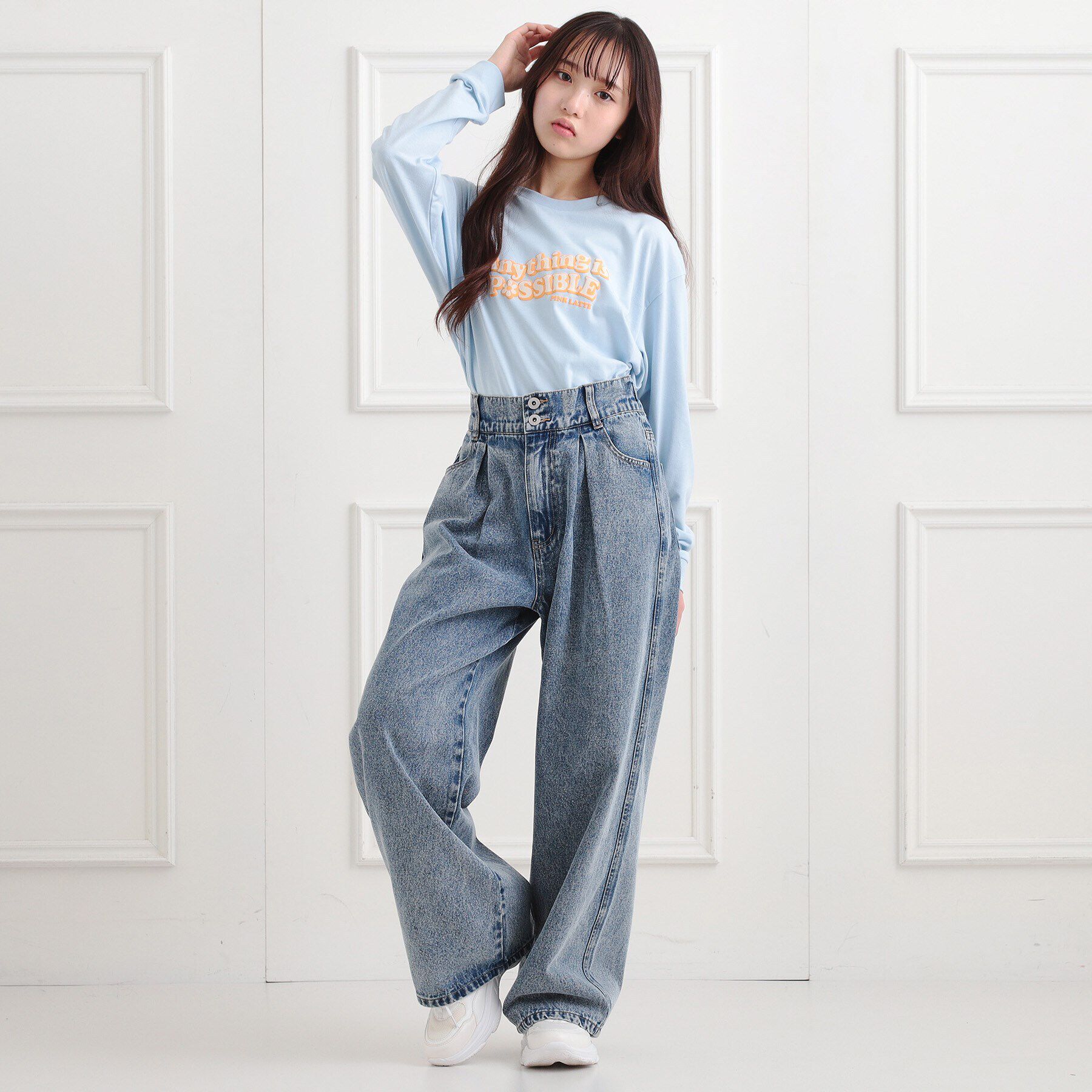PINK-latte「タックワイドストレートデニム」|その他|