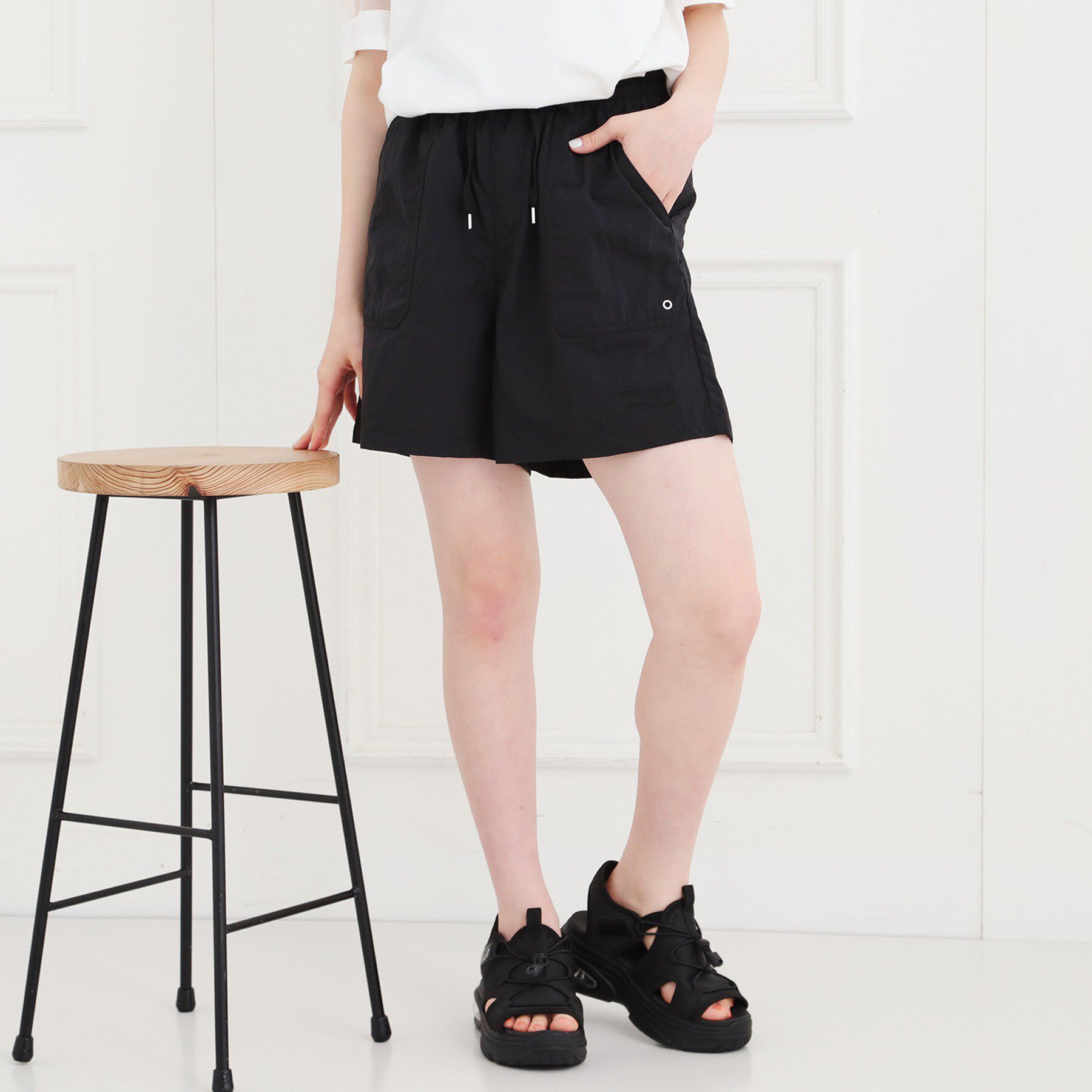 PINK-latte「【軽・らく】イージーショートパンツ」|キュロット|ブラック(019)