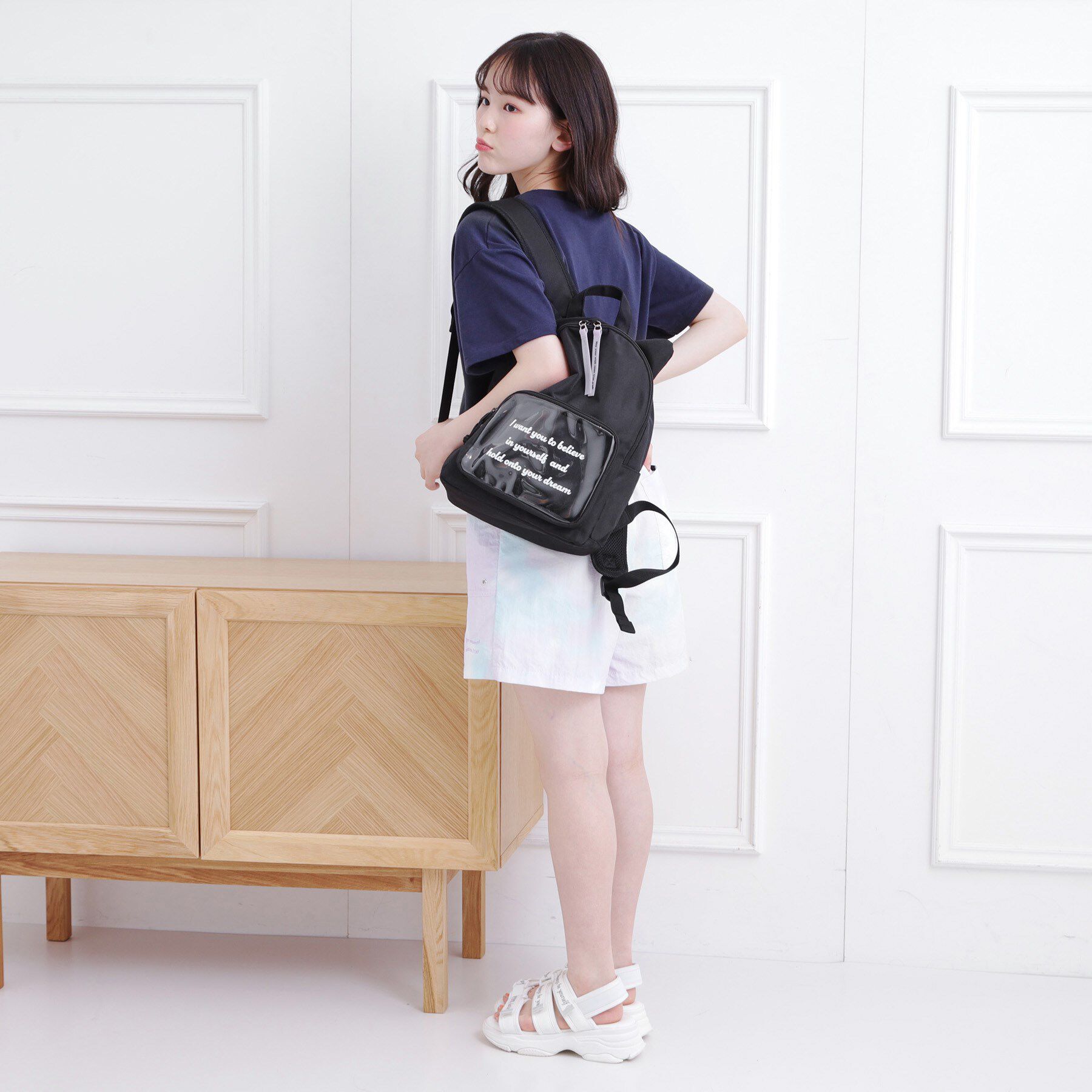 PINK-latte「【本体容量約14L】ネコミミリュック」|リュック|