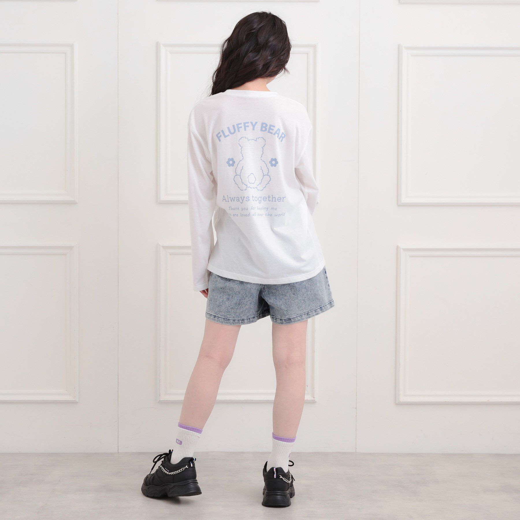 PINK-latte「くまちゃんビッグロンT」|Tシャツ・カットソー|