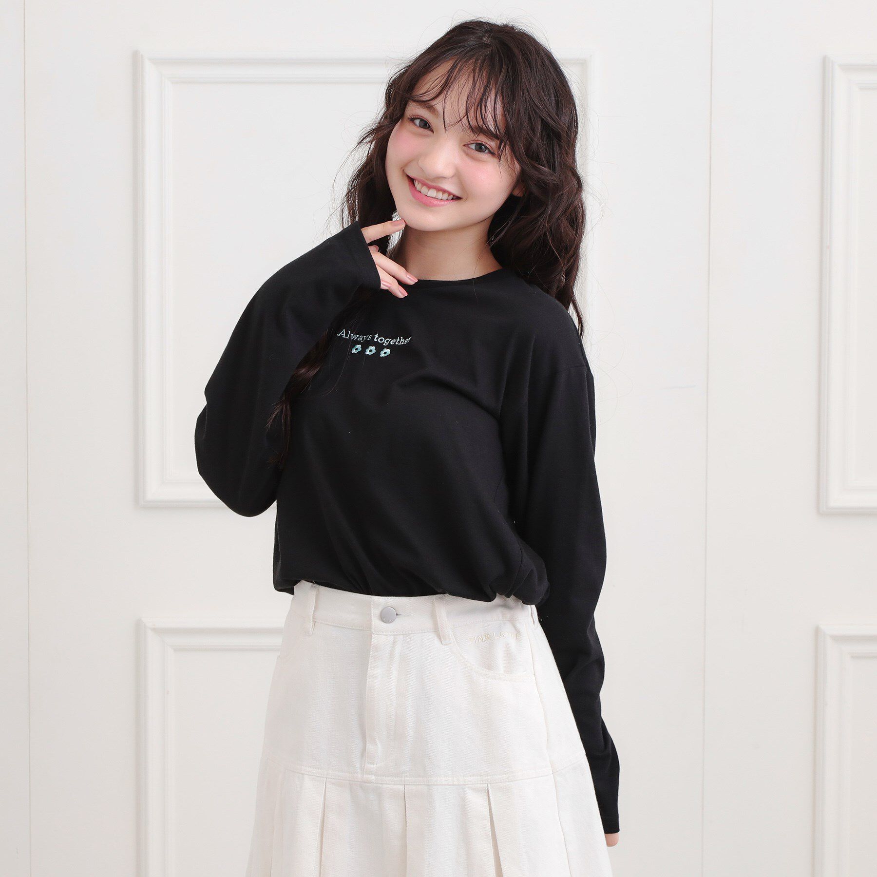 PINK-latte「くまちゃんビッグロンT」|Tシャツ・カットソー|