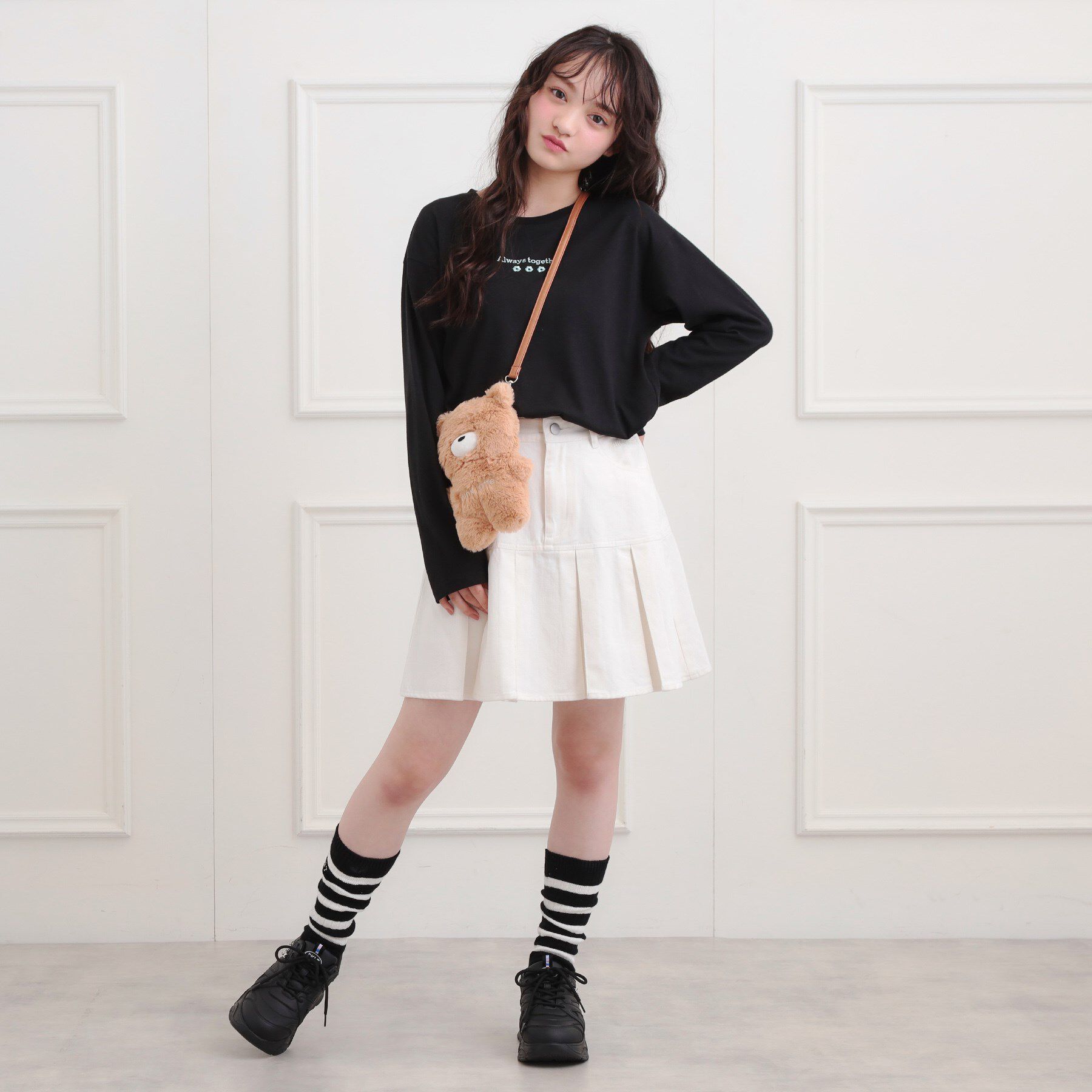 PINK-latte「くまちゃんビッグロンT」|Tシャツ・カットソー|