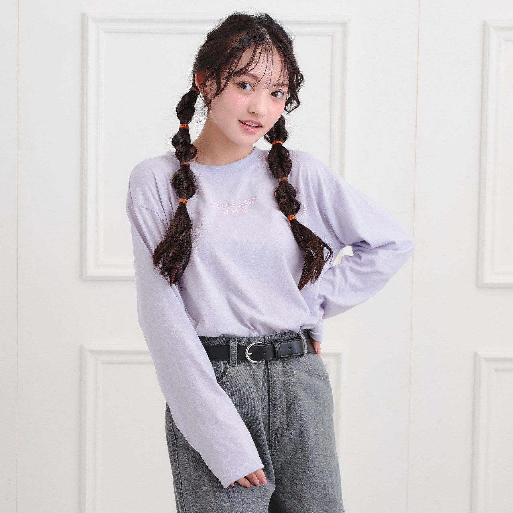 PINK-latte「くまちゃんビッグロンT」|Tシャツ・カットソー|