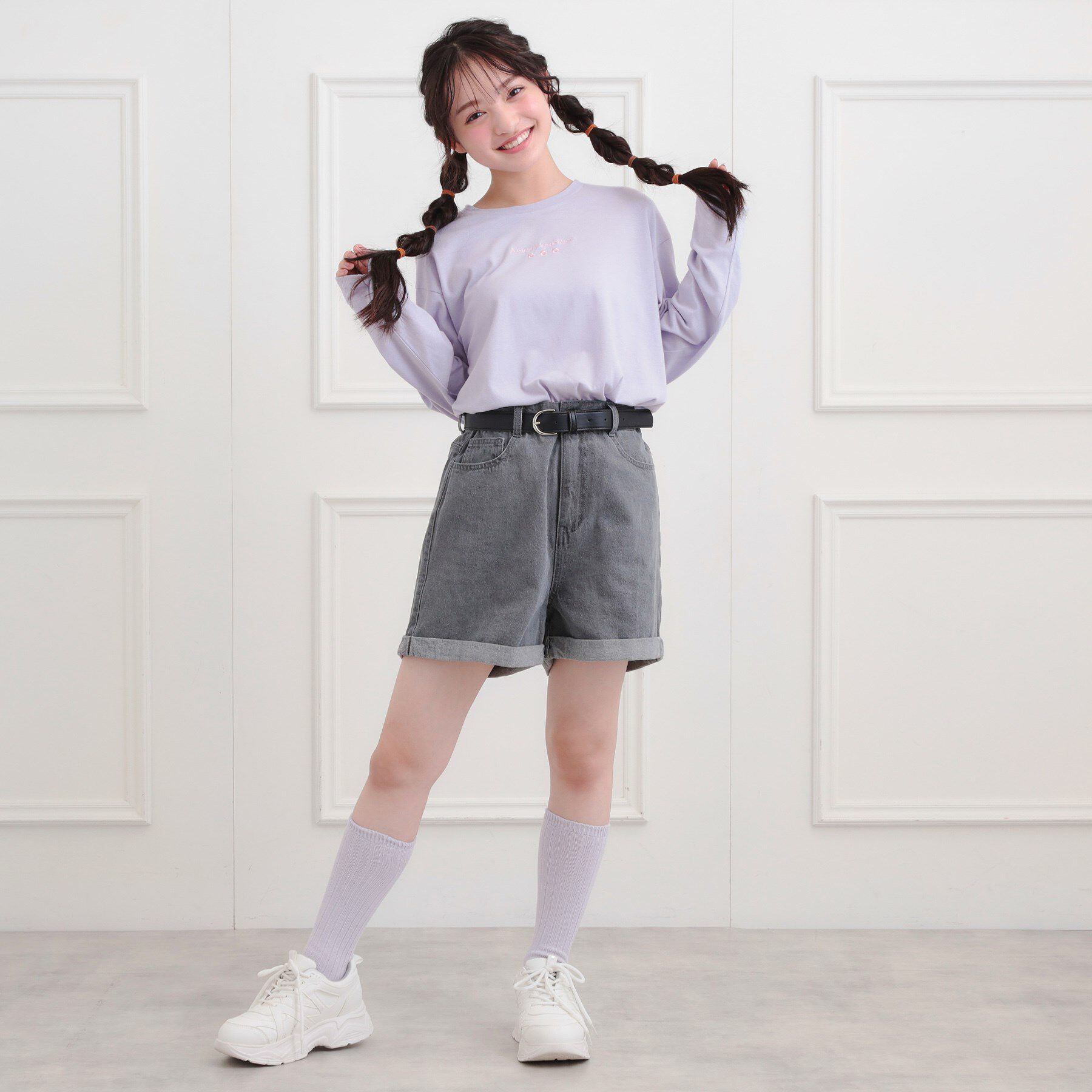 PINK-latte「くまちゃんビッグロンT」|Tシャツ・カットソー|