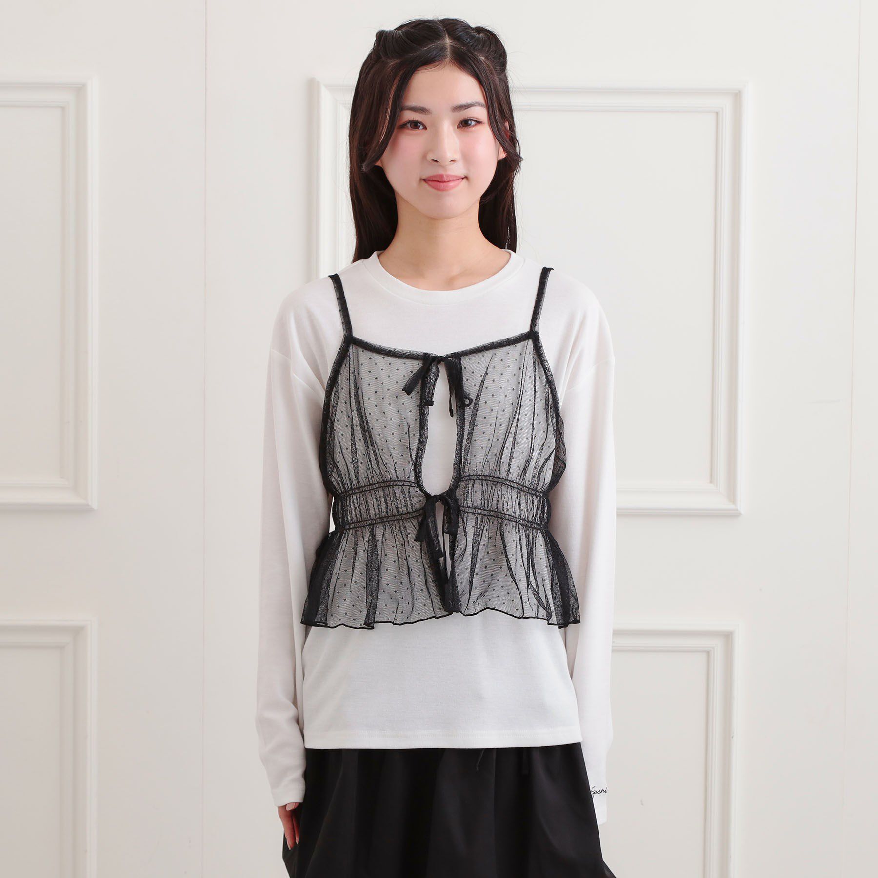 PINK-latte「ドットチュールキャミ＋ロンTセット」|その他|