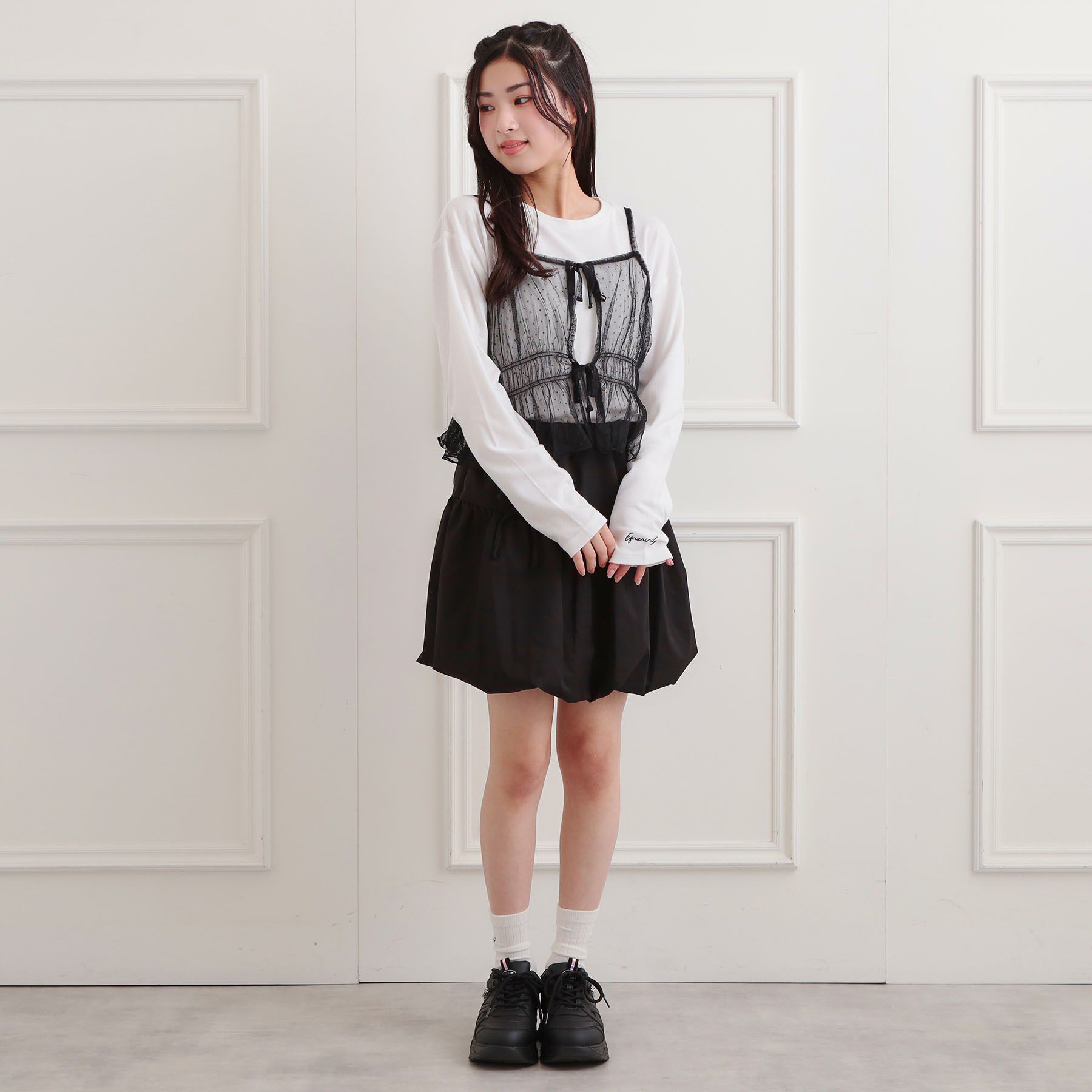 PINK-latte「ドットチュールキャミ＋ロンTセット」|その他|