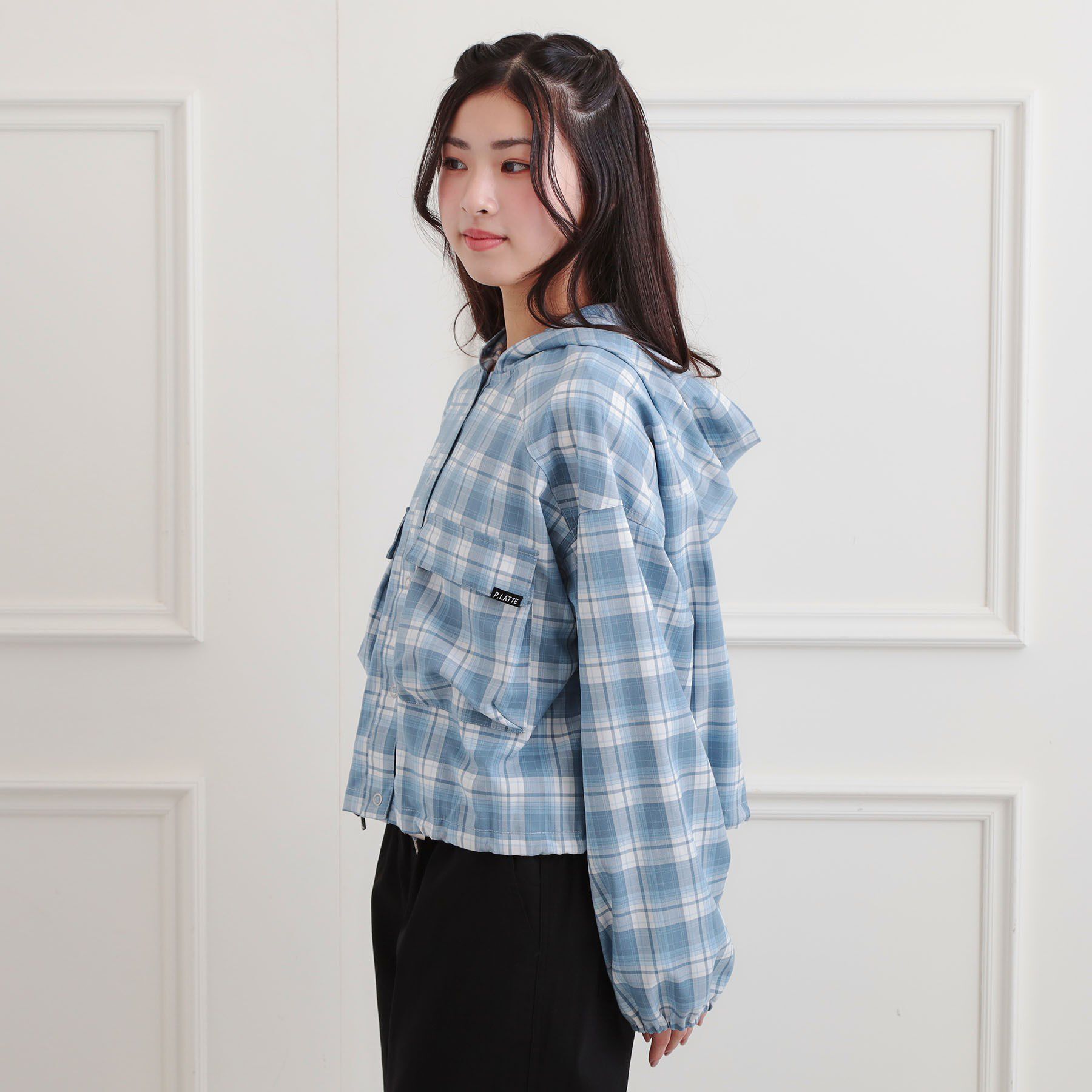 PINK-latte「フード付きライトブルゾン」|ブルゾン・スタジャン|