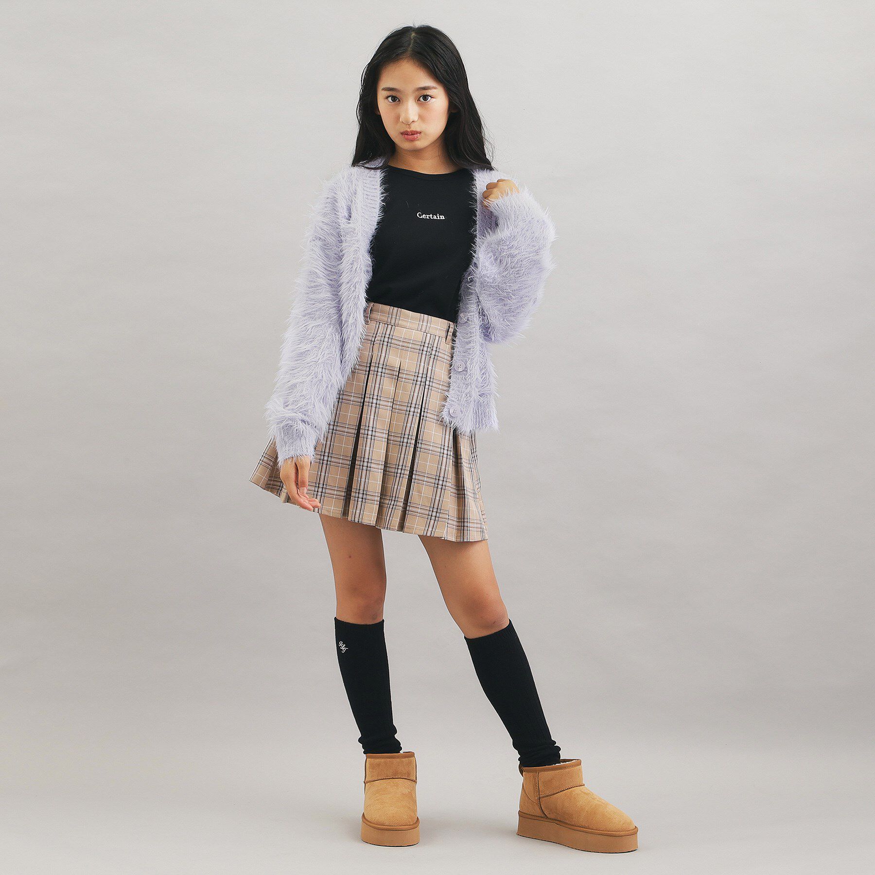 PINK-latte「ウォッシャブルロゴシャギーニットカーディガン」|カーディガン|