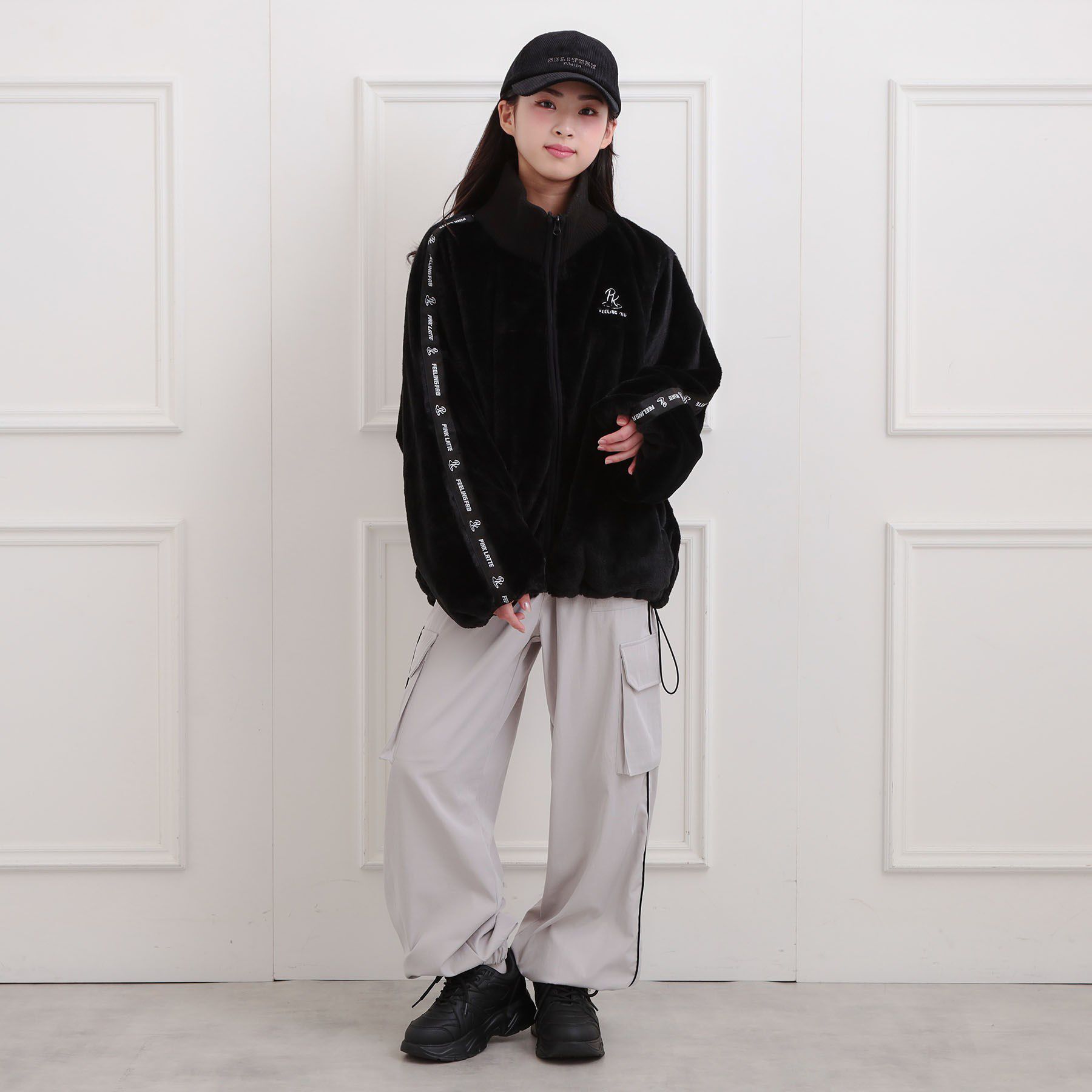 PINK-latte「フェイクファーリブハイネックブルゾン」|ブルゾン・スタジャン|