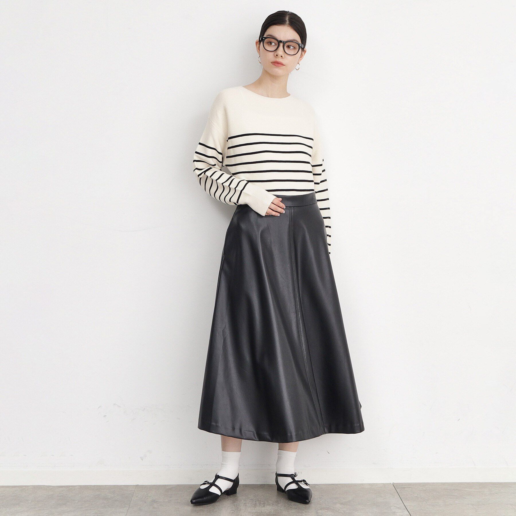 THE SHOP TK「合皮フレアスカート」|スカート|