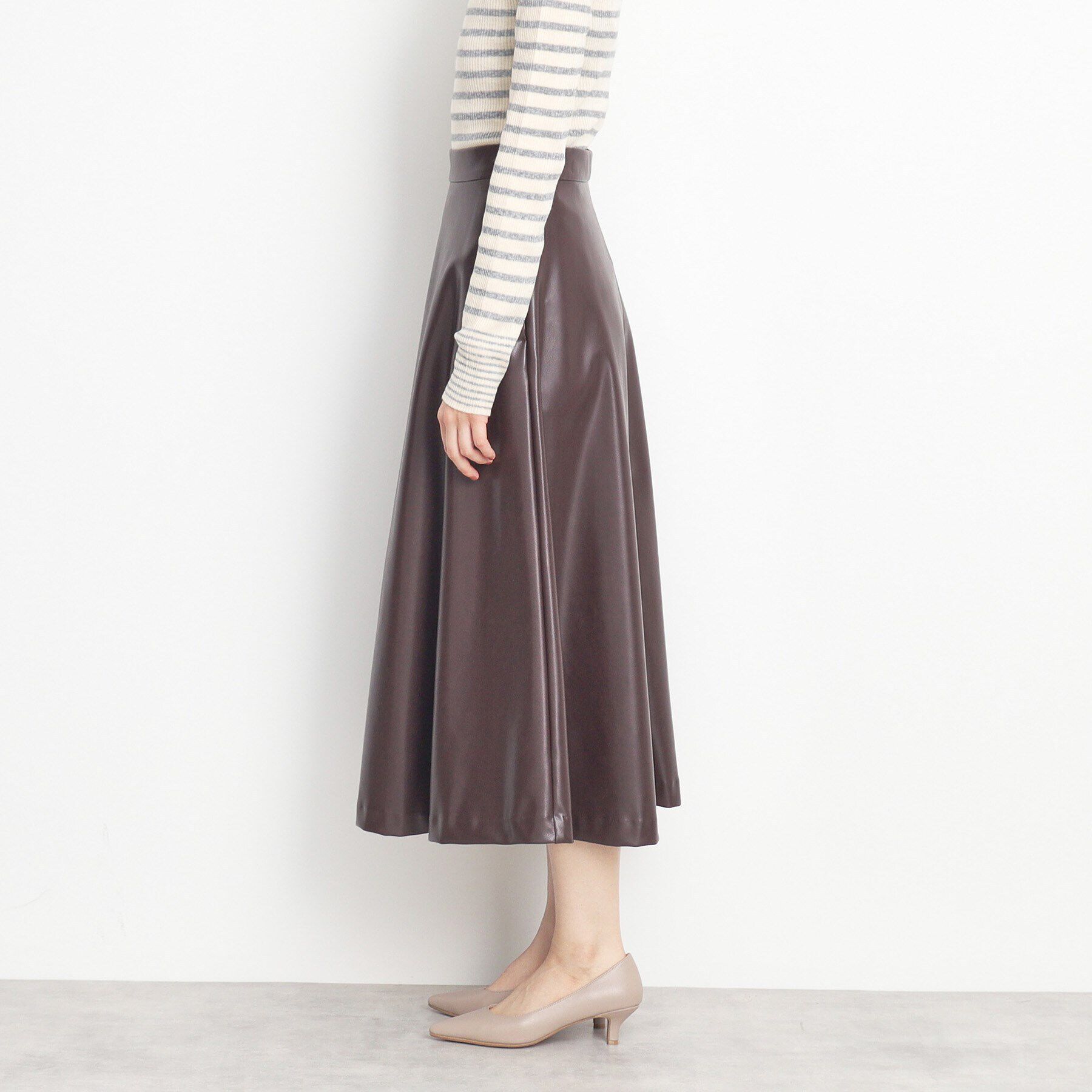 THE SHOP TK「合皮フレアスカート」|スカート|