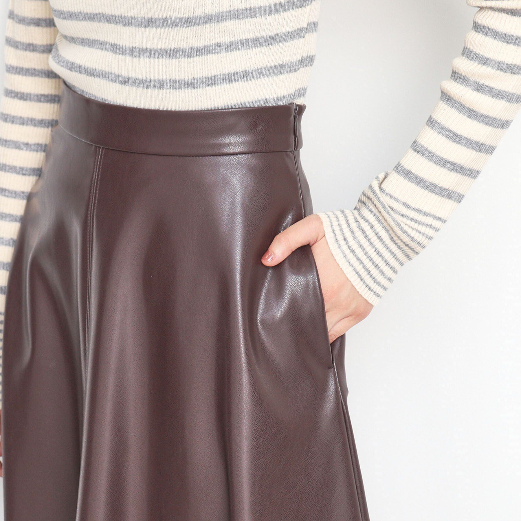 THE SHOP TK「合皮フレアスカート」|スカート|