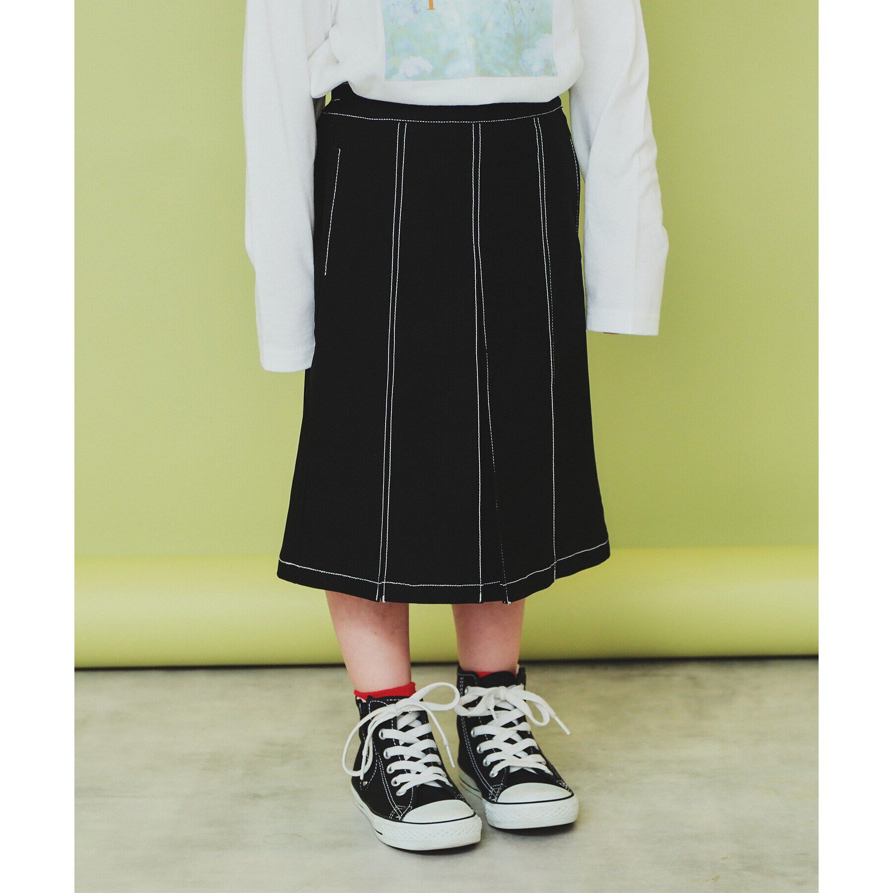 THE SHOP TK「【110-150】タックプリーツスカート/親子リンク・洗濯機OK」|スカート|ブラック(019)