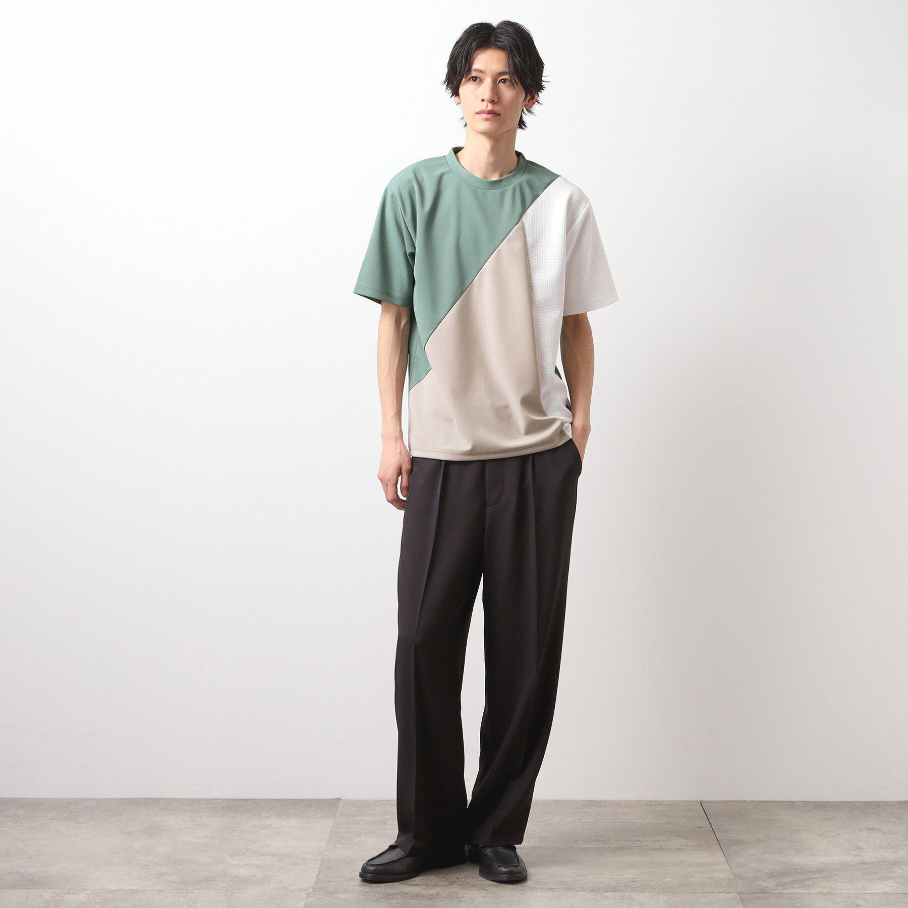 THE SHOP TK「アムンゼン異素材切替半袖Tシャツ」|Tシャツ・カットソー|