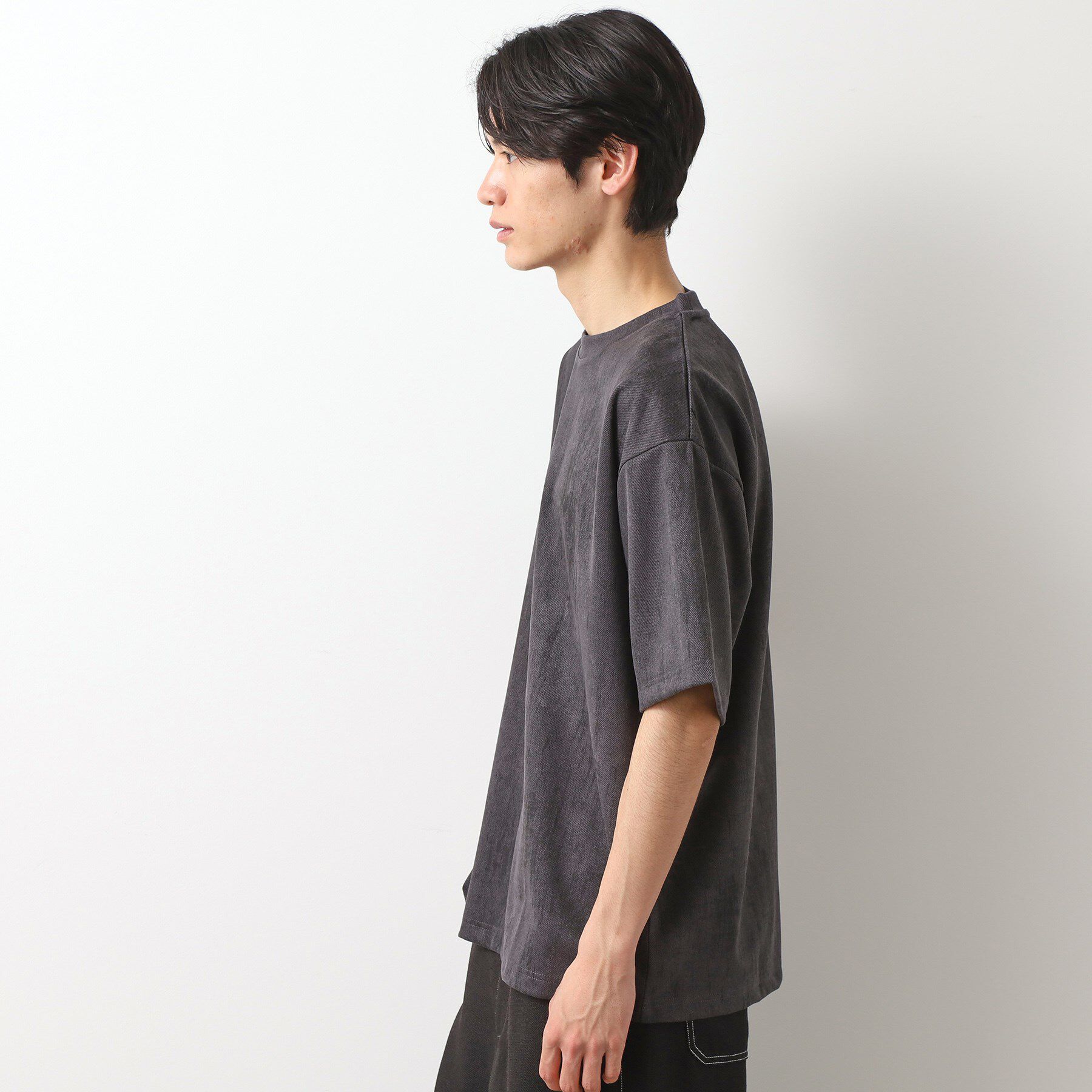 THE SHOP TK「スウェードプリント半袖Tシャツ　【オーバーサイズ/洗濯機OK】」|Tシャツ・カットソー|