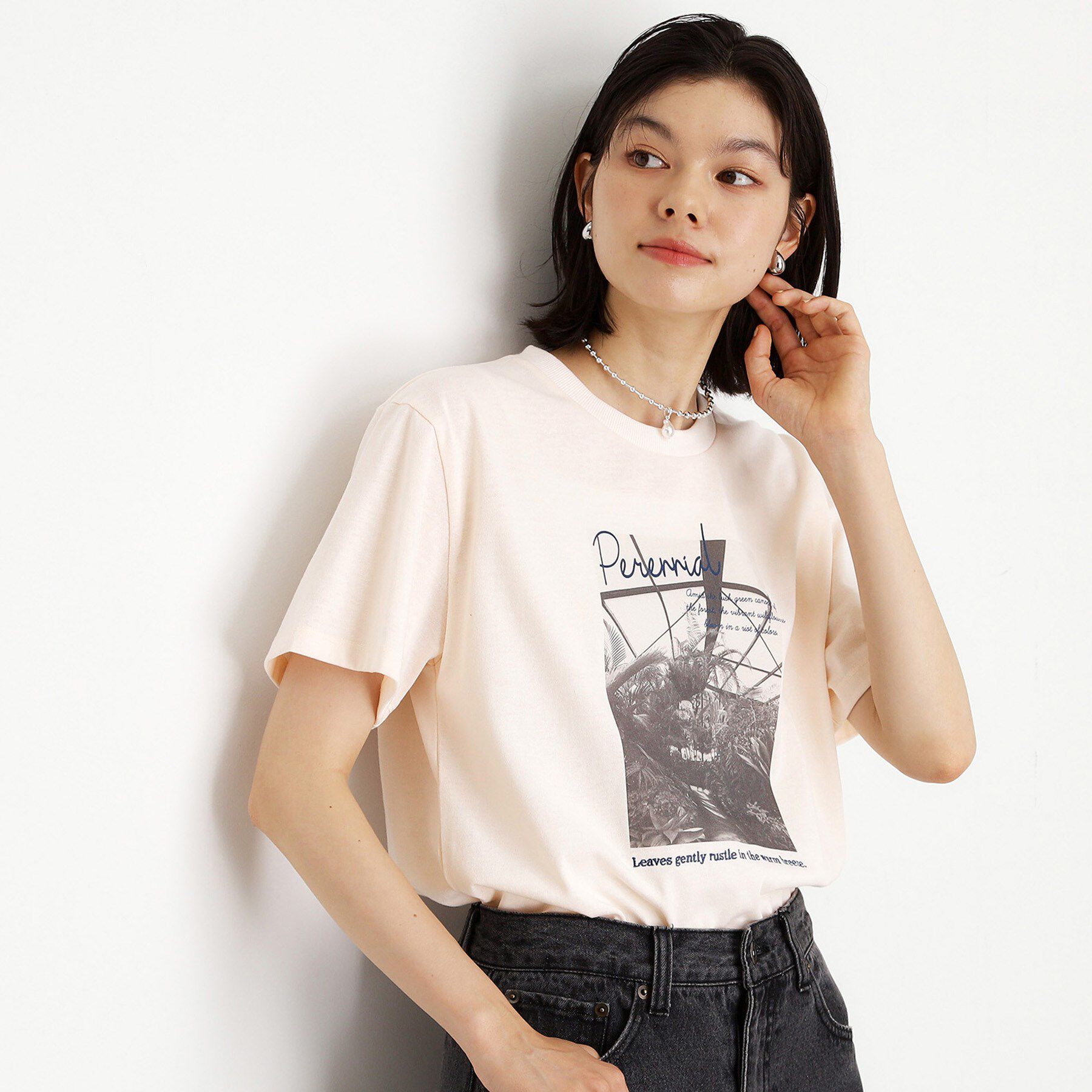 THE SHOP TK「カレッジ＆フォトプリントTシャツ【洗濯機OK】」|Tシャツ・カットソー|グレージュ(150)