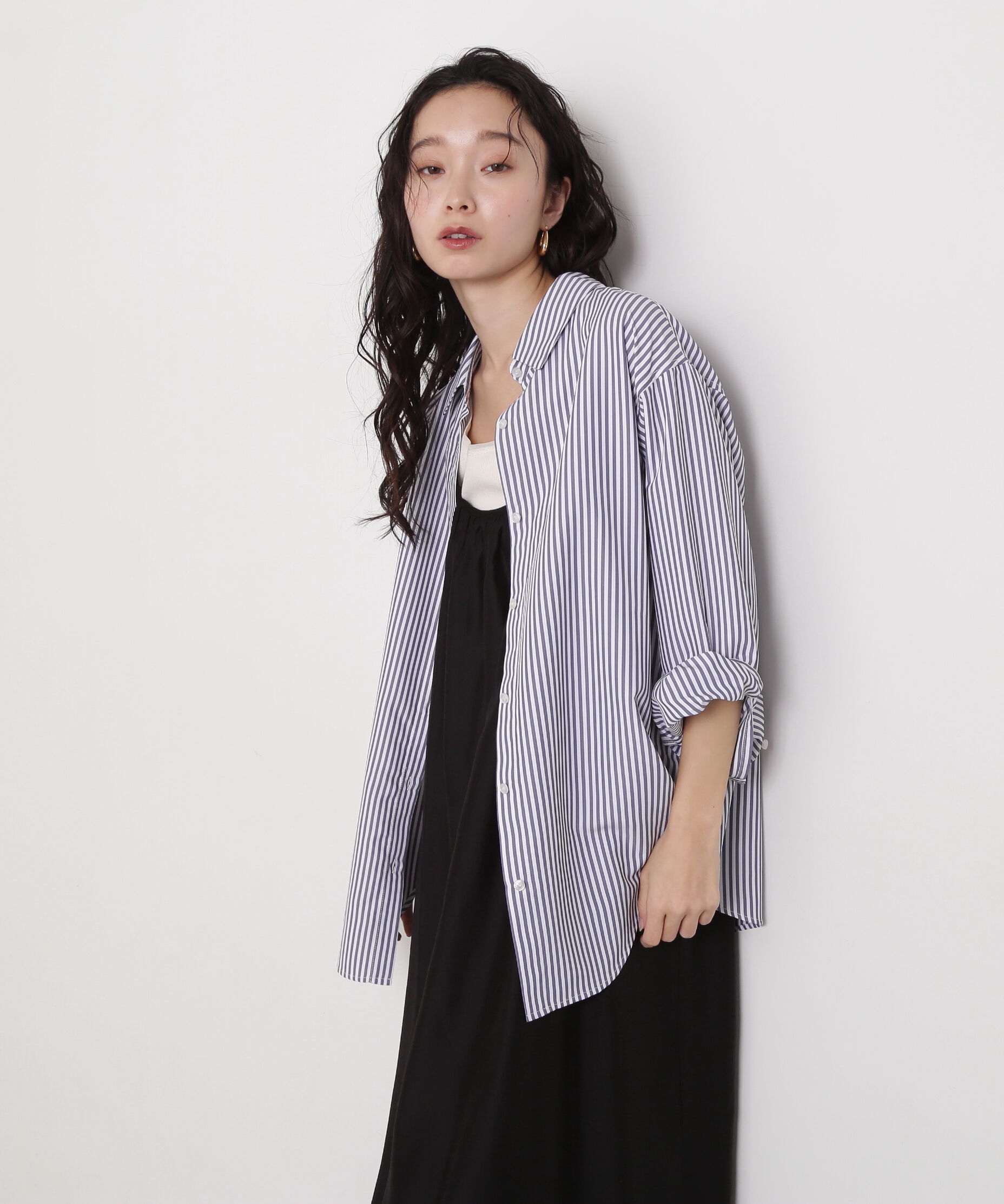  「ドロップショルダーベーシックシャツ」|シャツ・ブラウス|ネイビースト 1