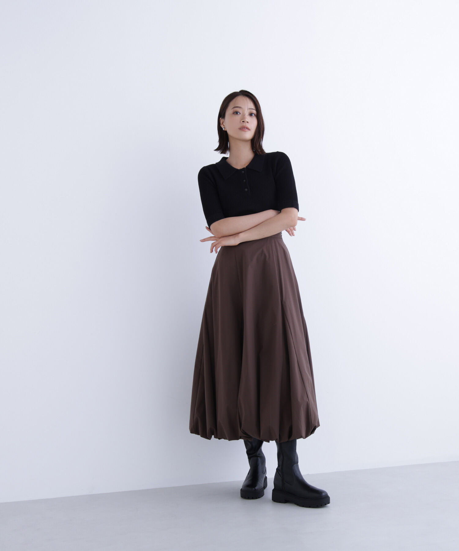  「シャギートリムポロニット」|ニット・セーター|