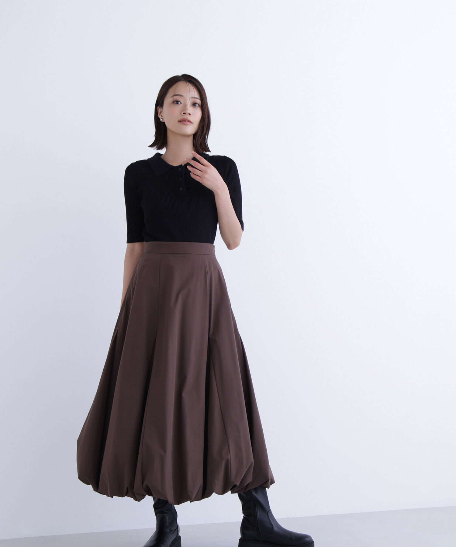  「シャギートリムポロニット」|ニット・セーター|