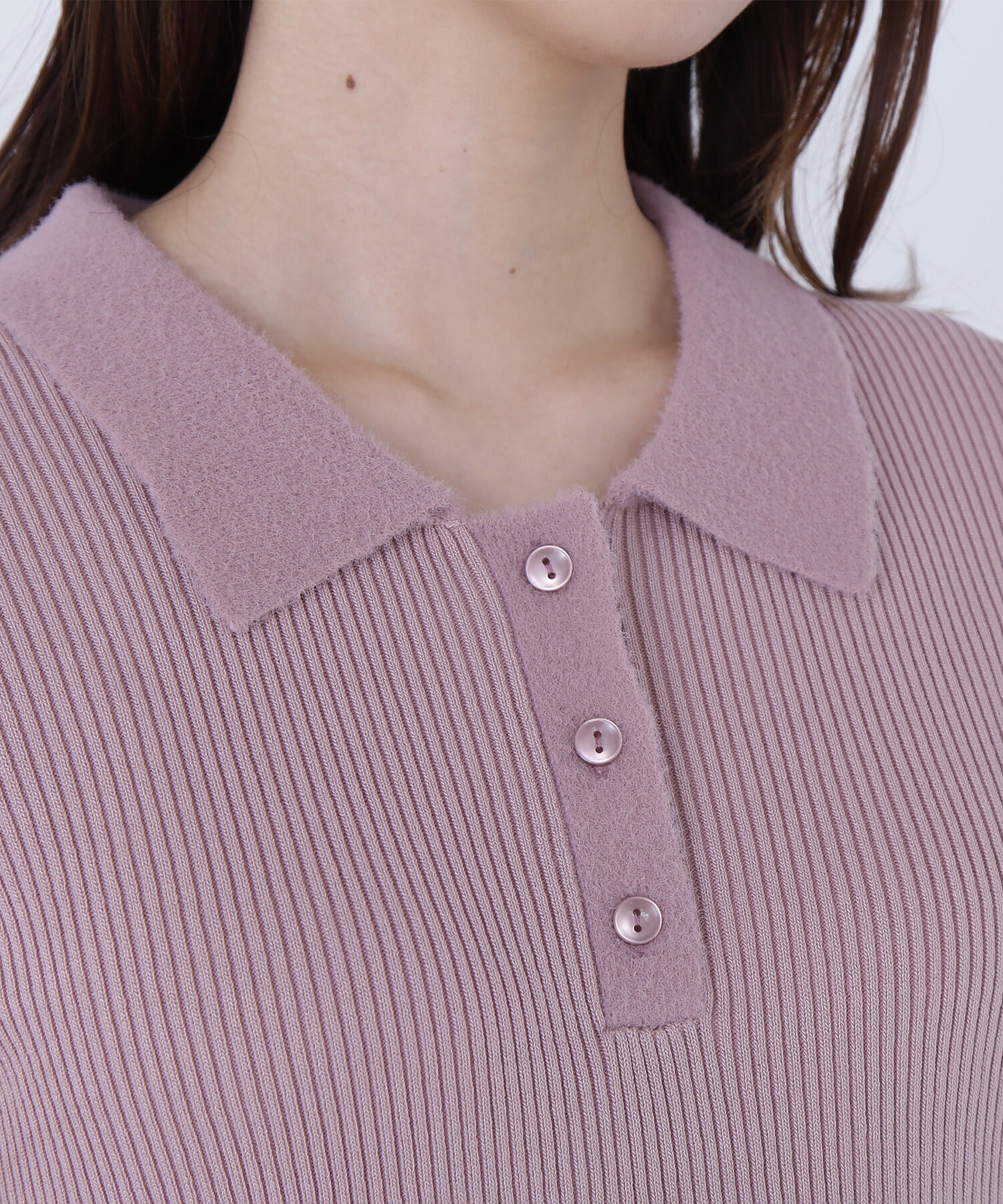  「シャギートリムポロニット」|ニット・セーター|