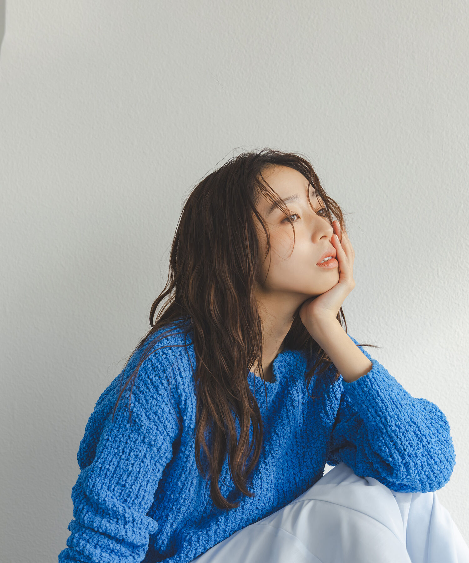  「ネップオーバーニット」|ニット・セーター|クリアブルー1