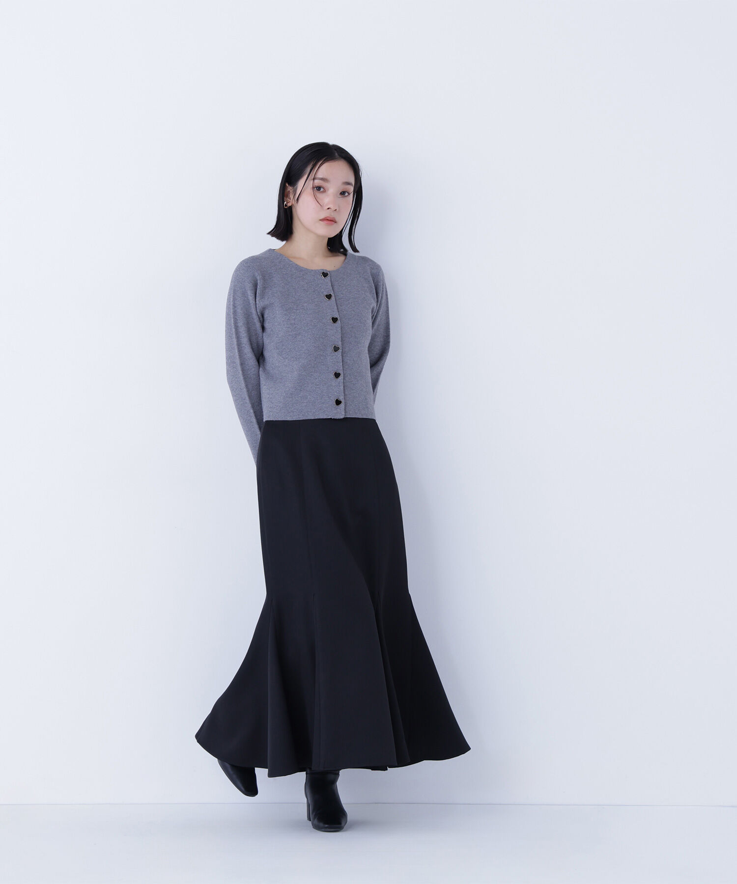  「ハートボタンニットジャケット」|ニット・セーター|