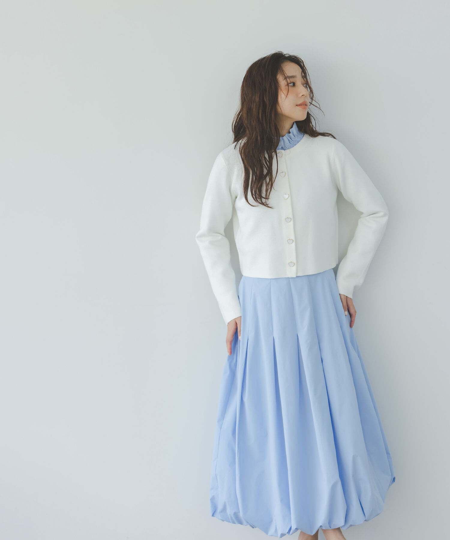  「ハートボタンニットジャケット」|ニット・セーター|