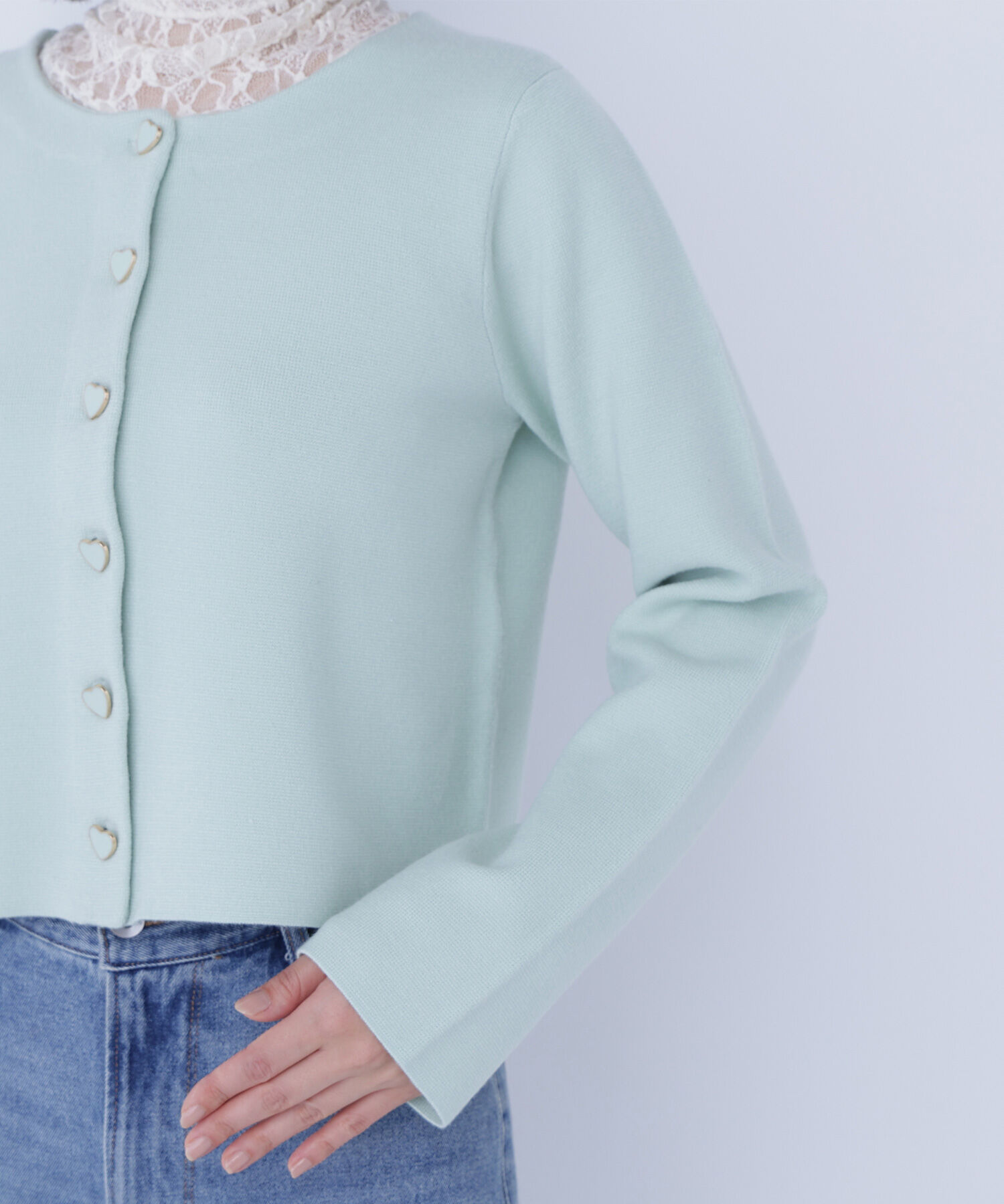  「ハートボタンニットジャケット」|ニット・セーター|