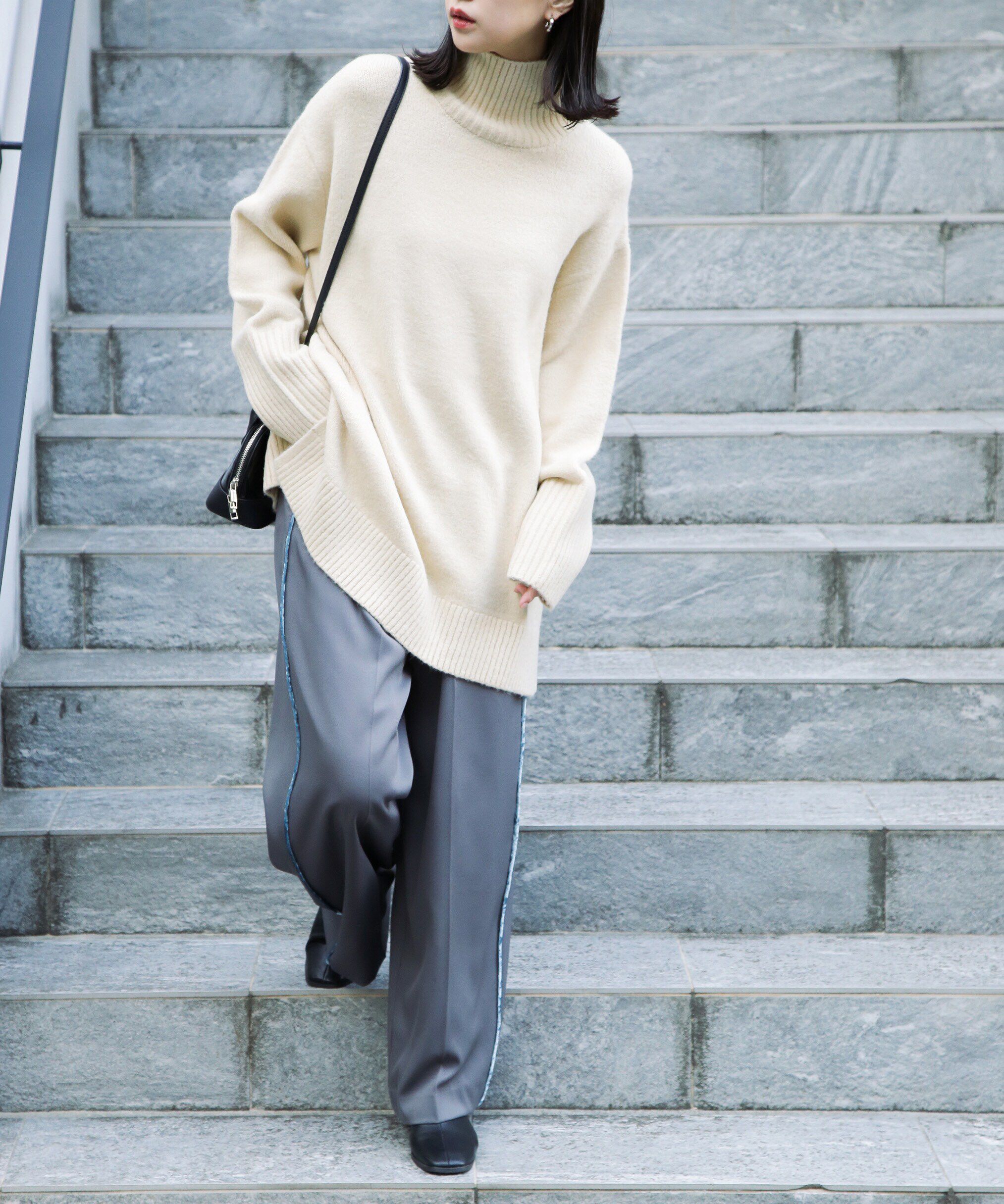  「ブークレハイネックチュニックニット」|ニット・セーター|