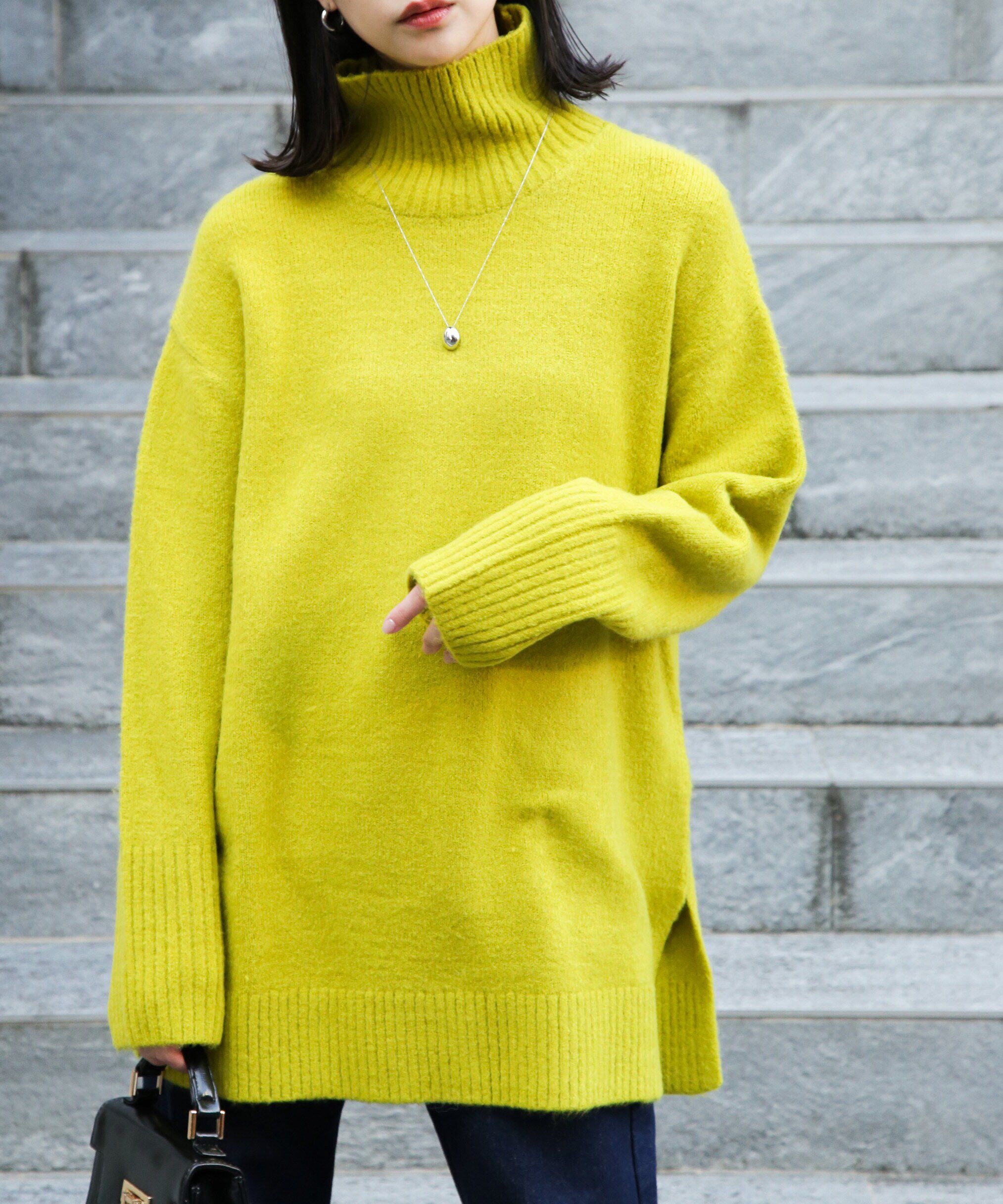  「ブークレハイネックチュニックニット」|ニット・セーター|