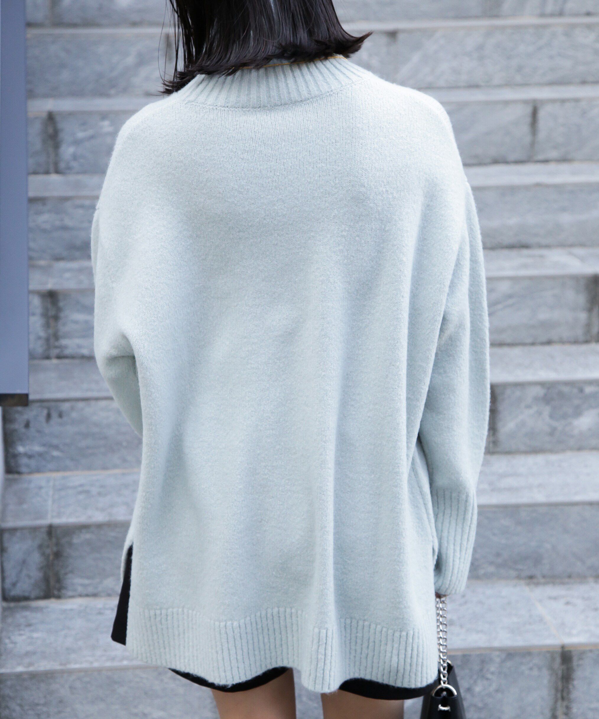  「ブークレハイネックチュニックニット」|ニット・セーター|