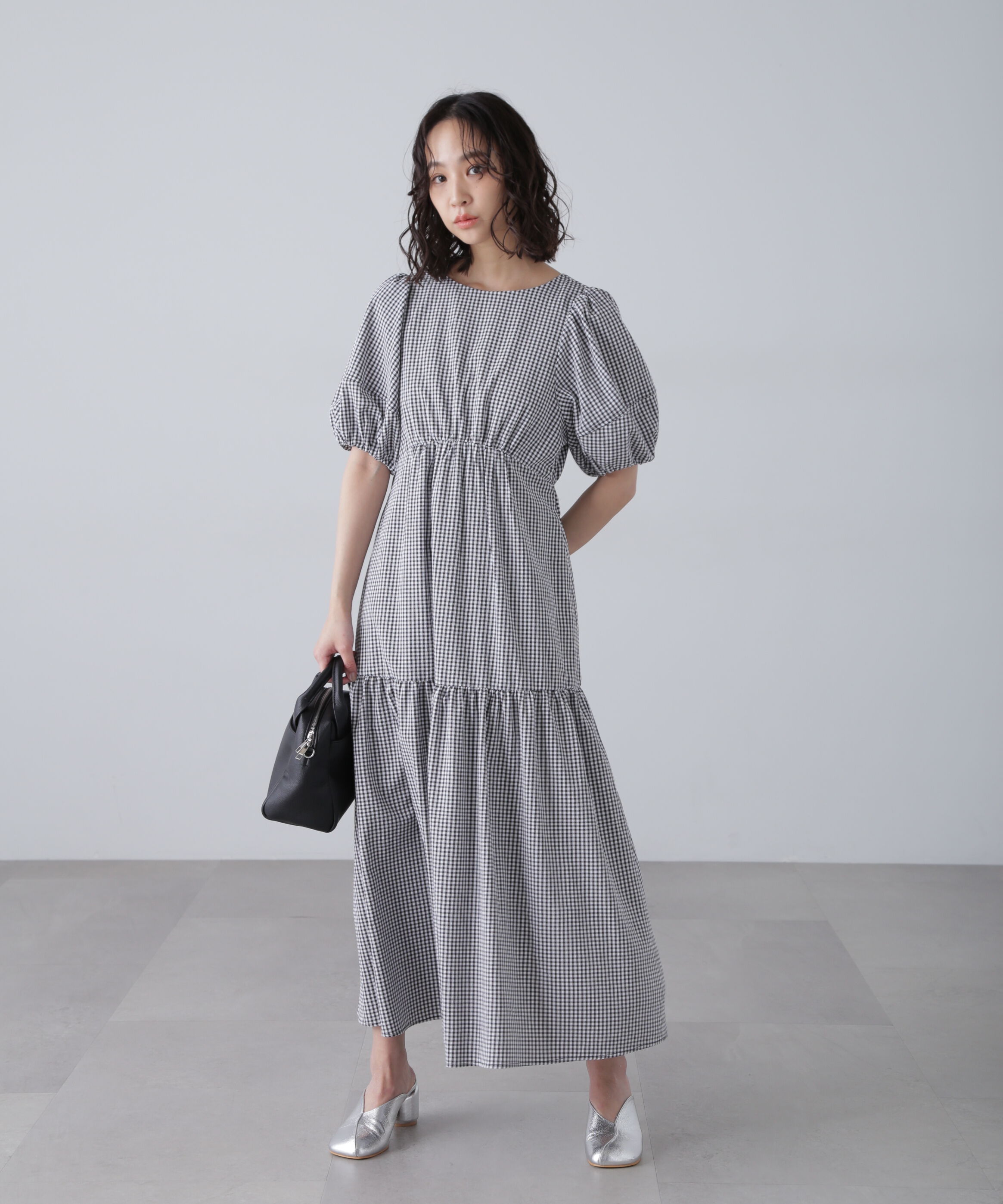  「ランタンスリーブバックリボンワンピース」|ワンピース|