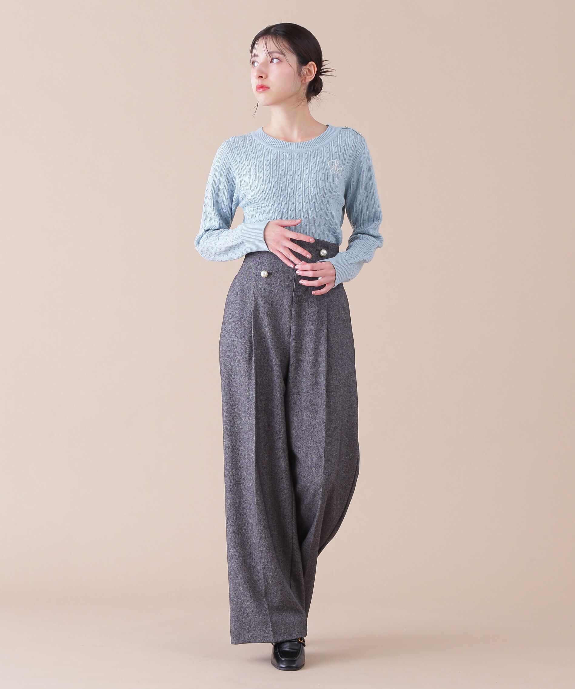  「パールボタンワイドパンツ」|その他|