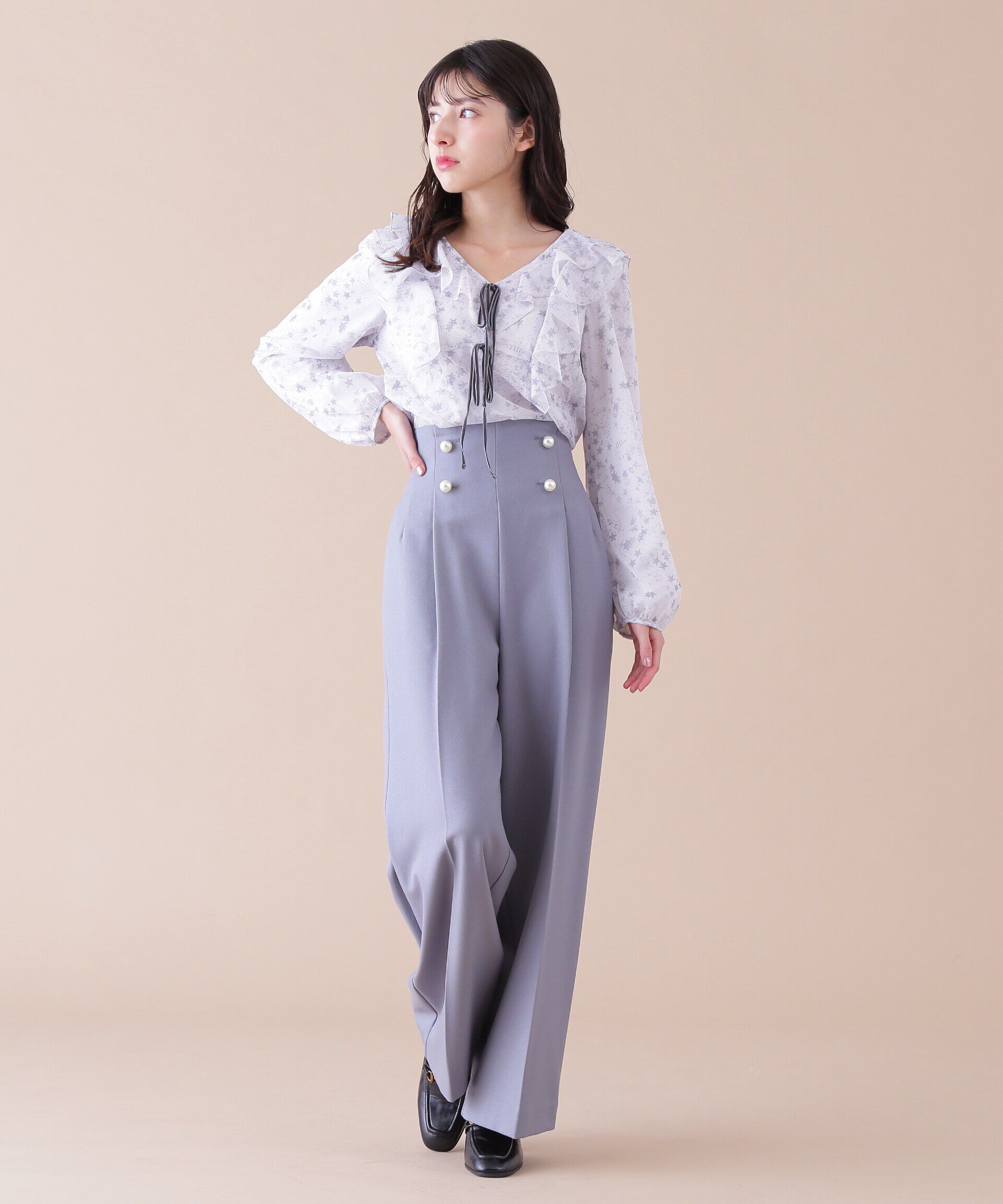  「パールボタンワイドパンツ」|その他|