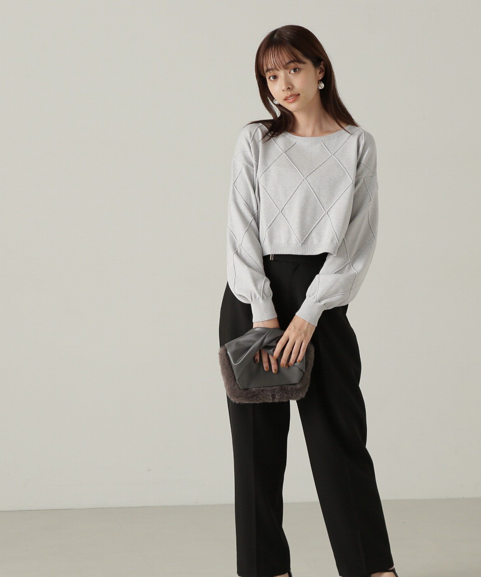 PROPORTION BODY DRESSING「ダイヤ柄ショート丈ニット　24AW」|ニット・セーター|