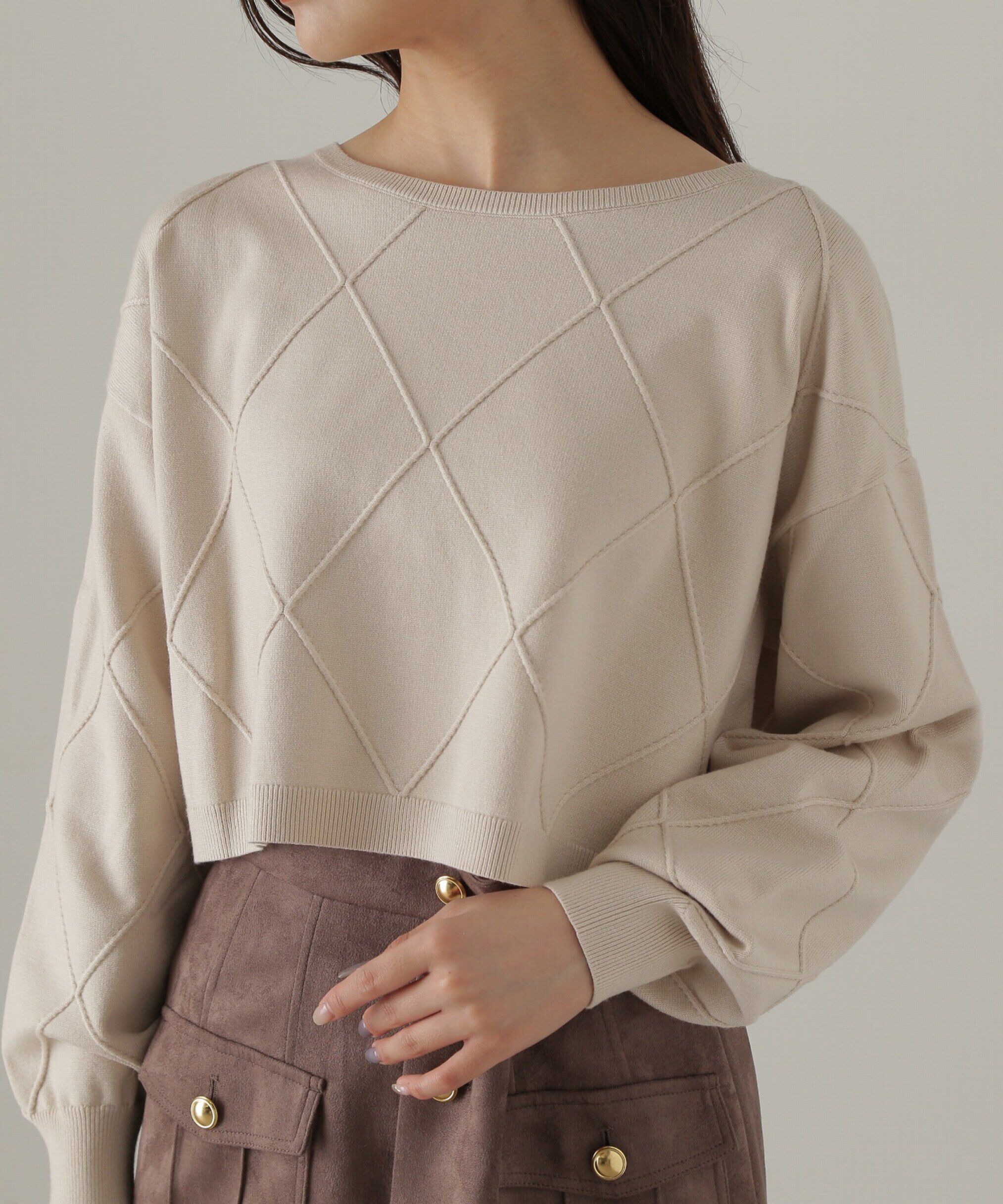 PROPORTION BODY DRESSING「ダイヤ柄ショート丈ニット　24AW」|ニット・セーター|