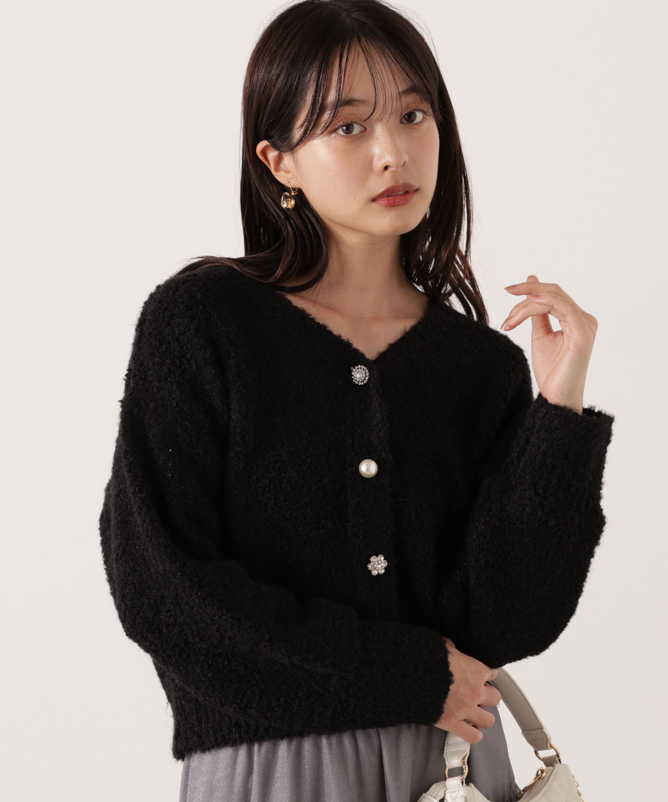 PROPORTION BODY DRESSING「《EDIT COLOGNE》ファンシーヤーンビジューカディガン 25AW」|カーディガン|