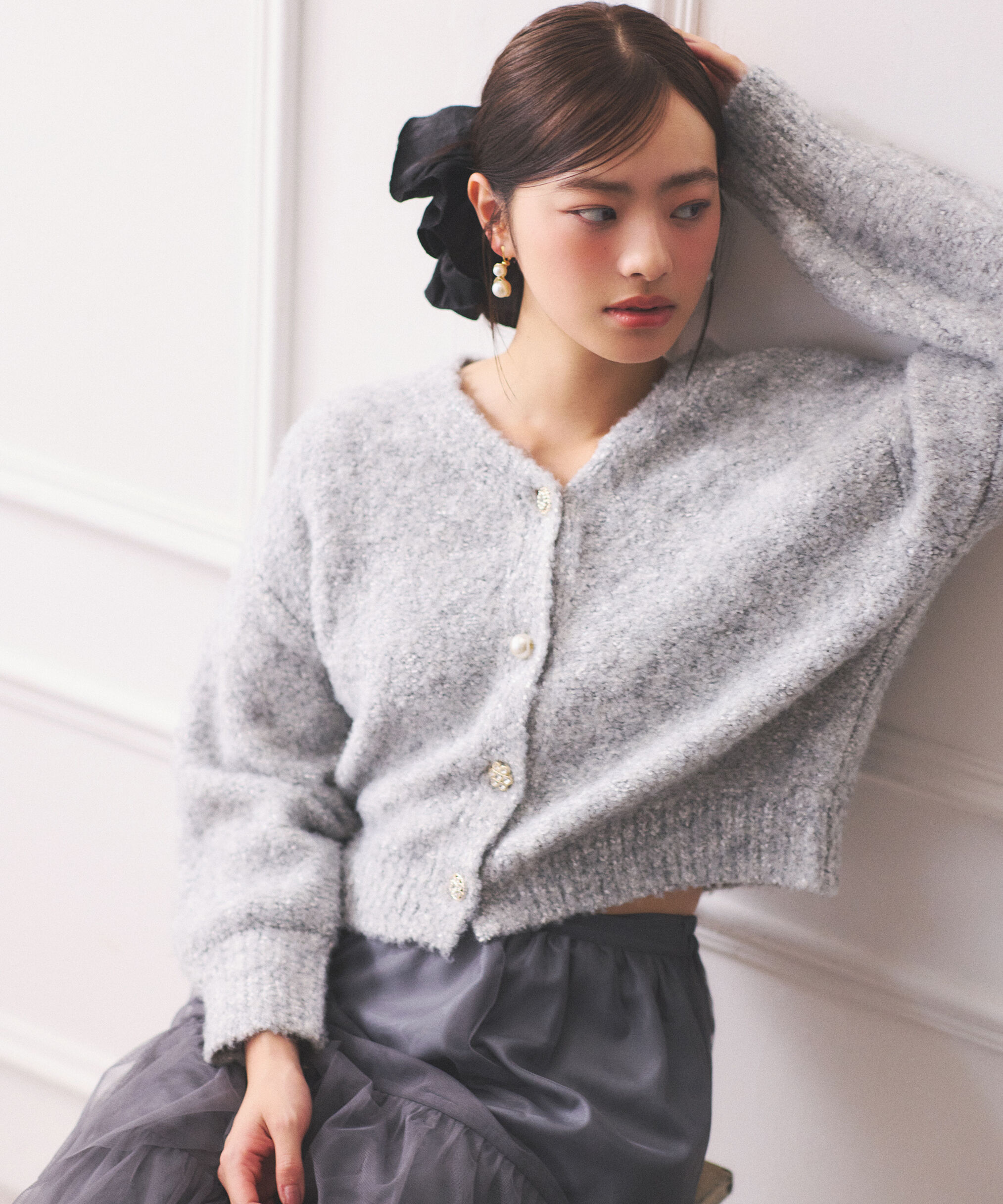 PROPORTION BODY DRESSING「《EDIT COLOGNE》ファンシーヤーンビジューカディガン 25AW」|カーディガン|