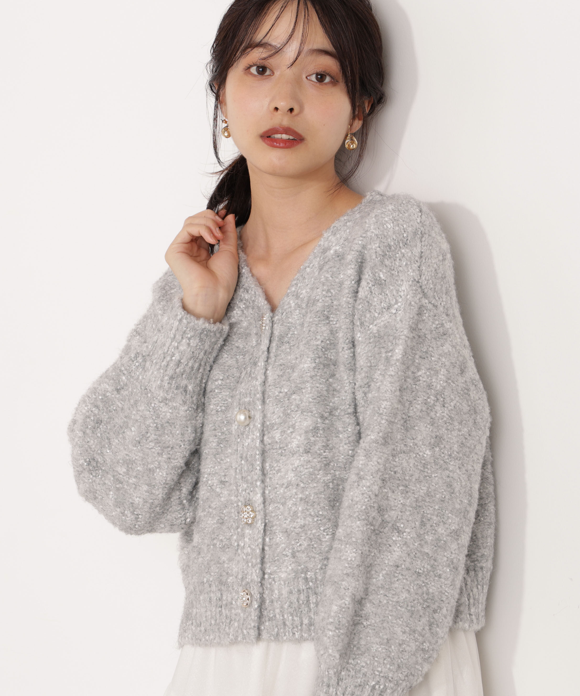 PROPORTION BODY DRESSING「《EDIT COLOGNE》ファンシーヤーンビジューカディガン 25AW」|カーディガン|