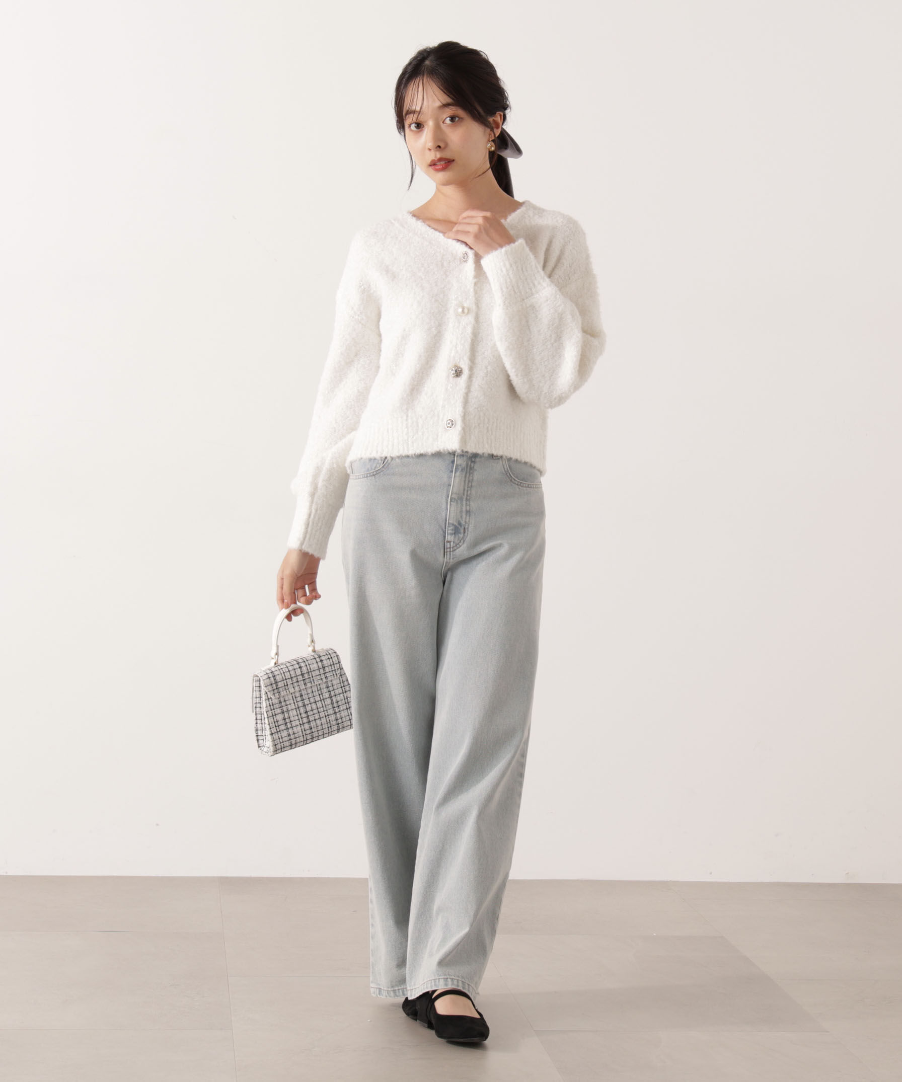 PROPORTION BODY DRESSING「《EDIT COLOGNE》ファンシーヤーンビジューカディガン 25AW」|カーディガン|