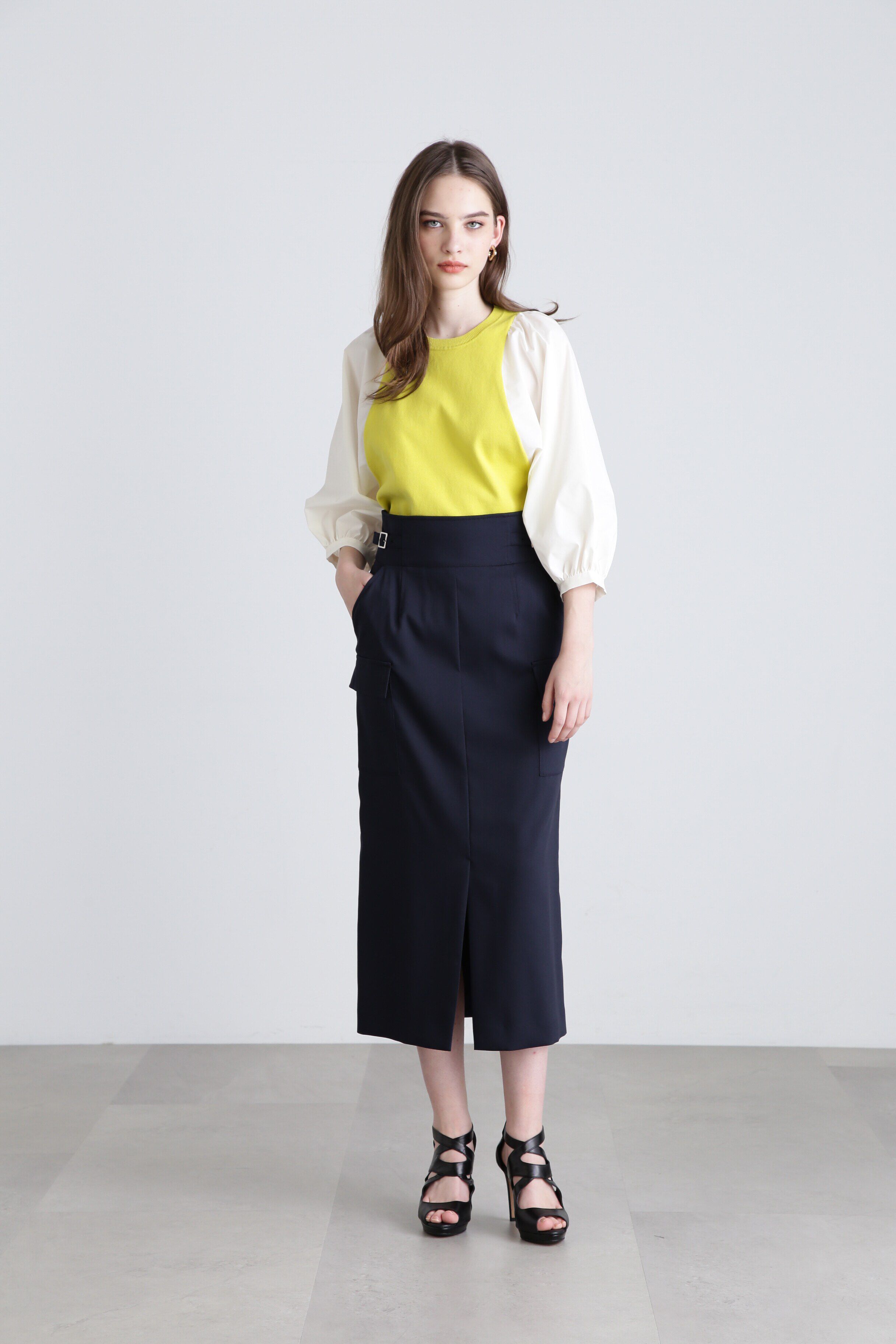  「◆ボリュームスリーブコンビ ニットプルオーバー」|ニット・セーター|