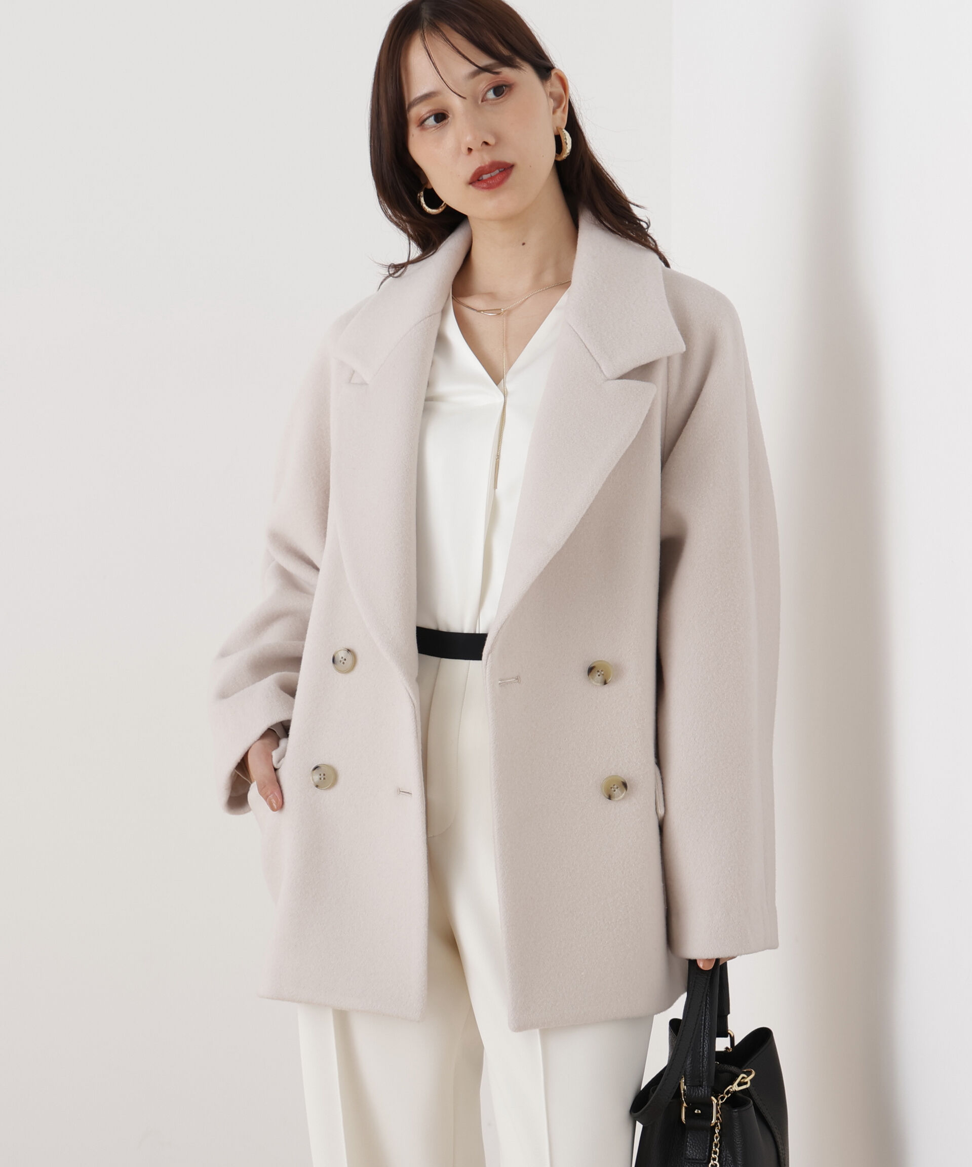  「◆ダブルブレストショートコート」|その他|ベージュ