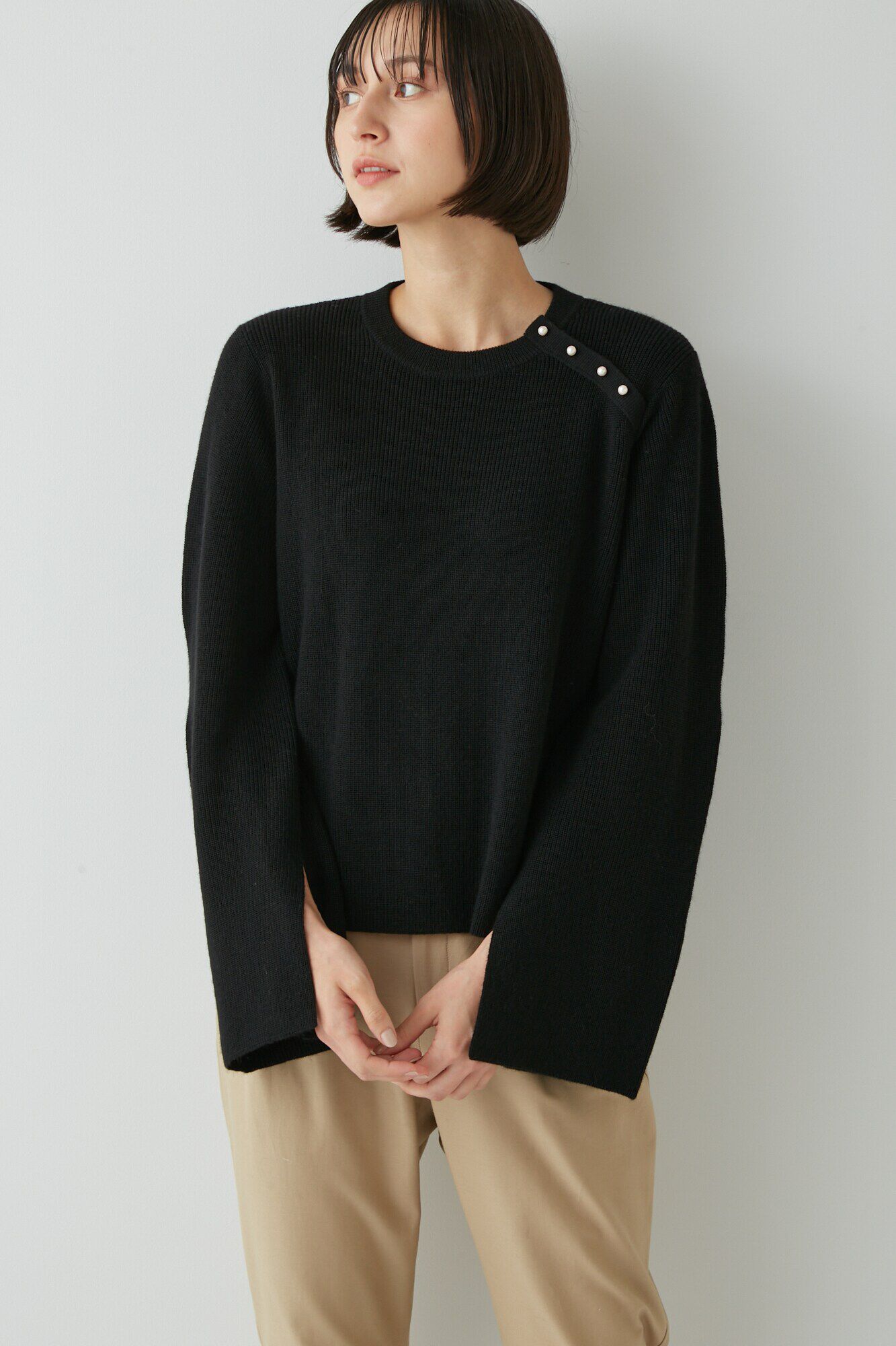  「◆≪arrive 5e≫パールボタンプルオーバー」|ニット・セーター|