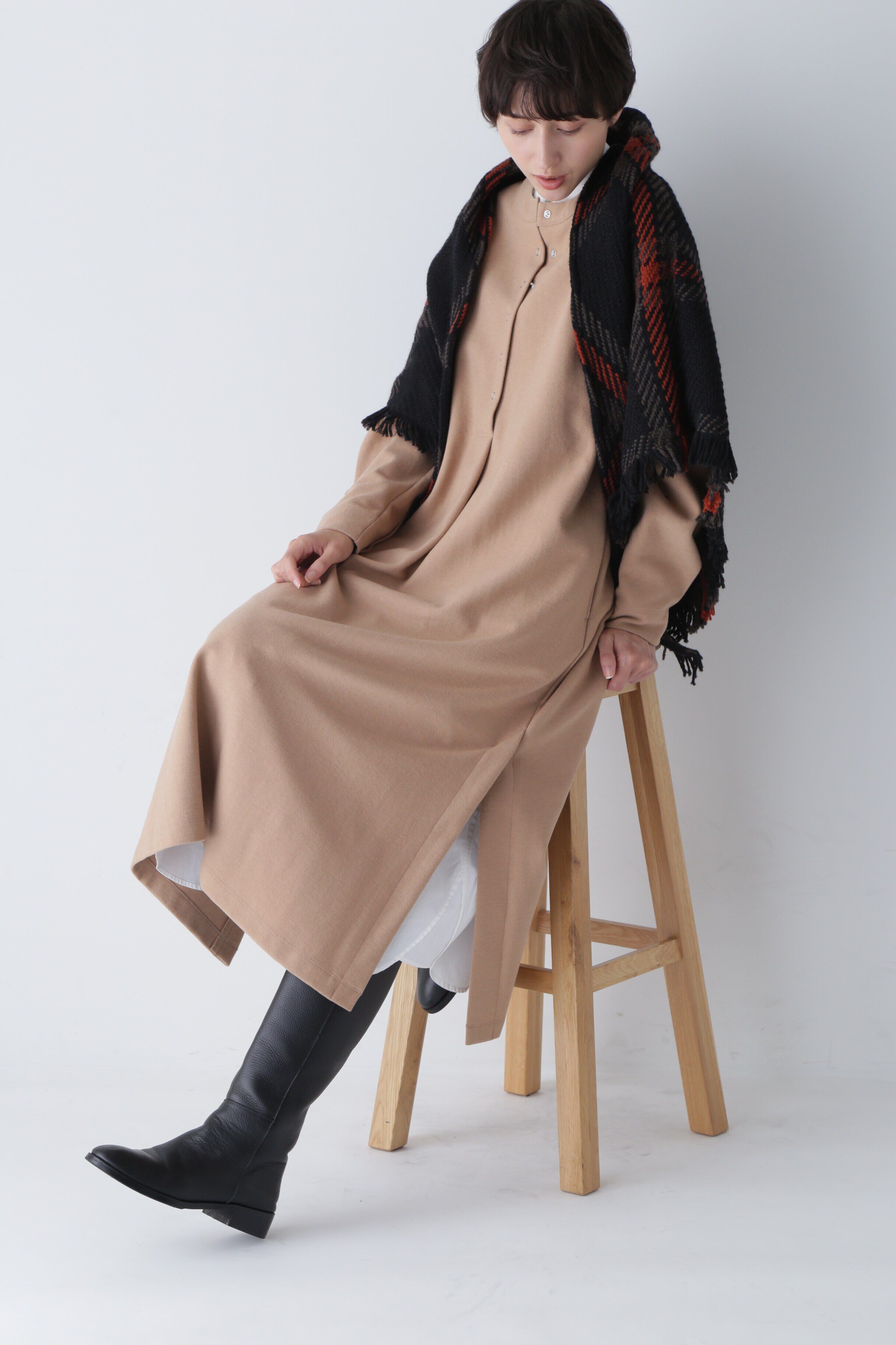  「ウォッシャブルミルドジャージワンピース」|ワンピース|キャメル1