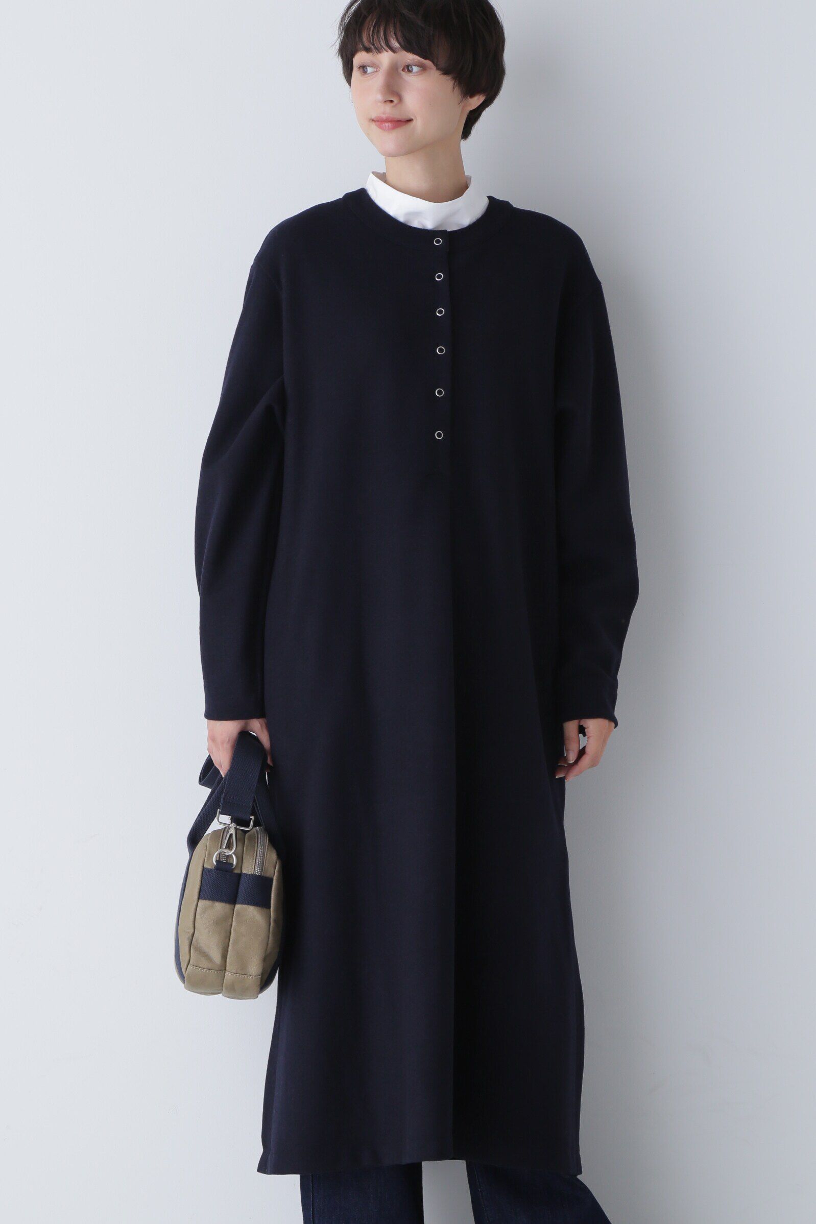  「ウォッシャブルミルドジャージワンピース」|ワンピース|ネイビー