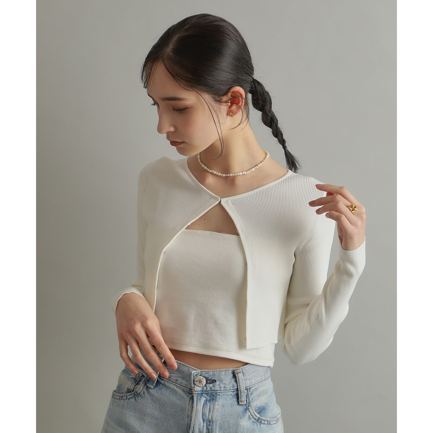 COCOSHNIK ONKITSCH「シルバー バロックパール カーブチェーン マンテルネックレス GP」|ネックレス|