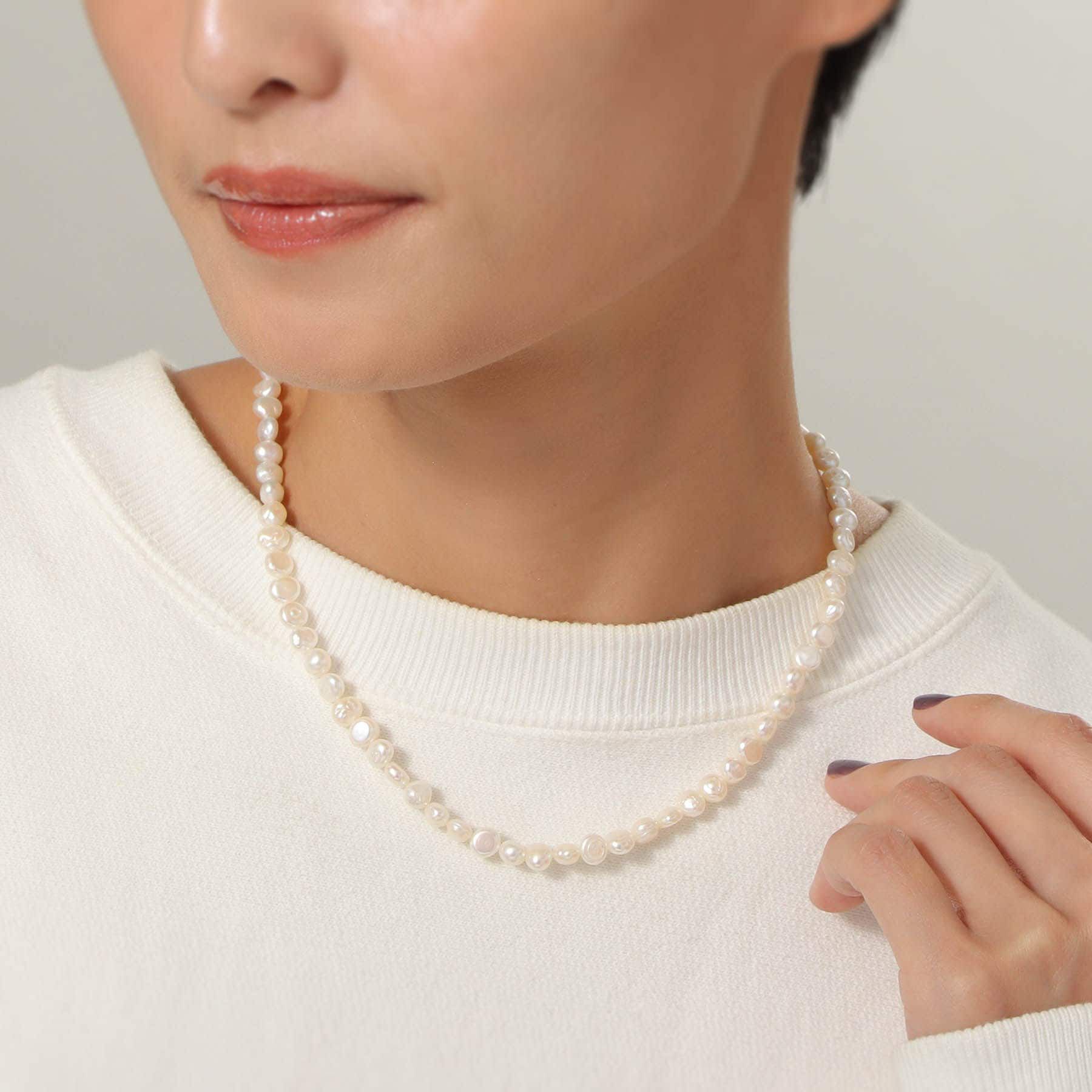 COCOSHNIK ONKITSCH「シルバー バロックパール カーブチェーン マンテルネックレス GP」|ネックレス|