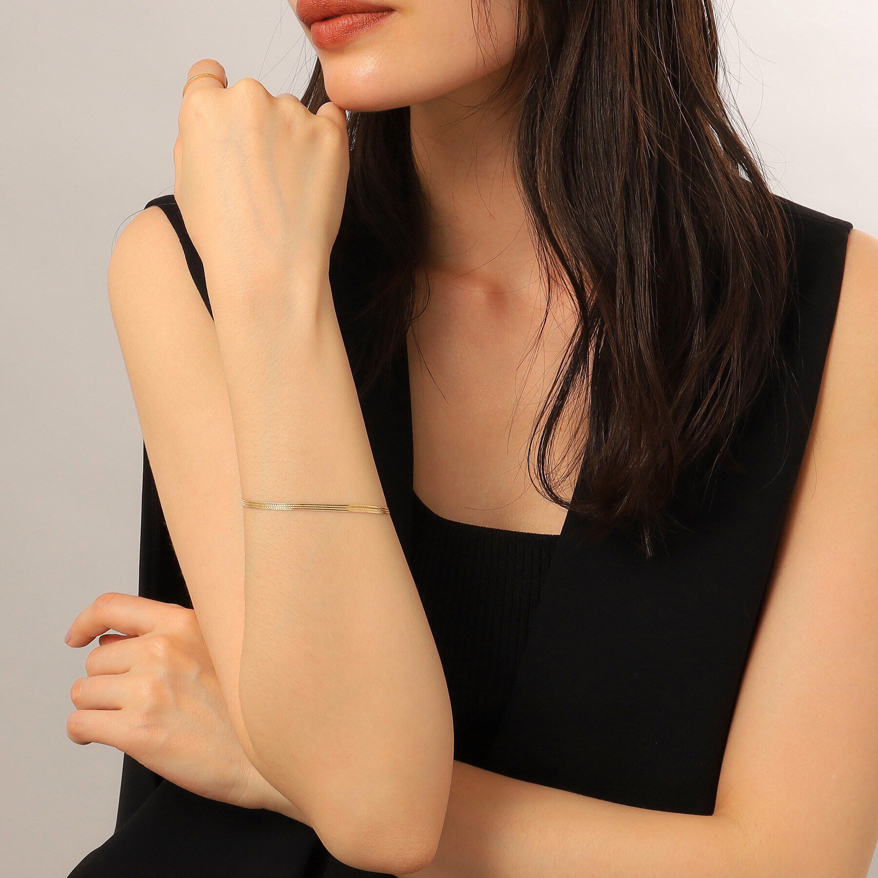 COCOSHNIK「K10ベネチアンフラット3連 ブレスレット」|ブレスレット・バングル|