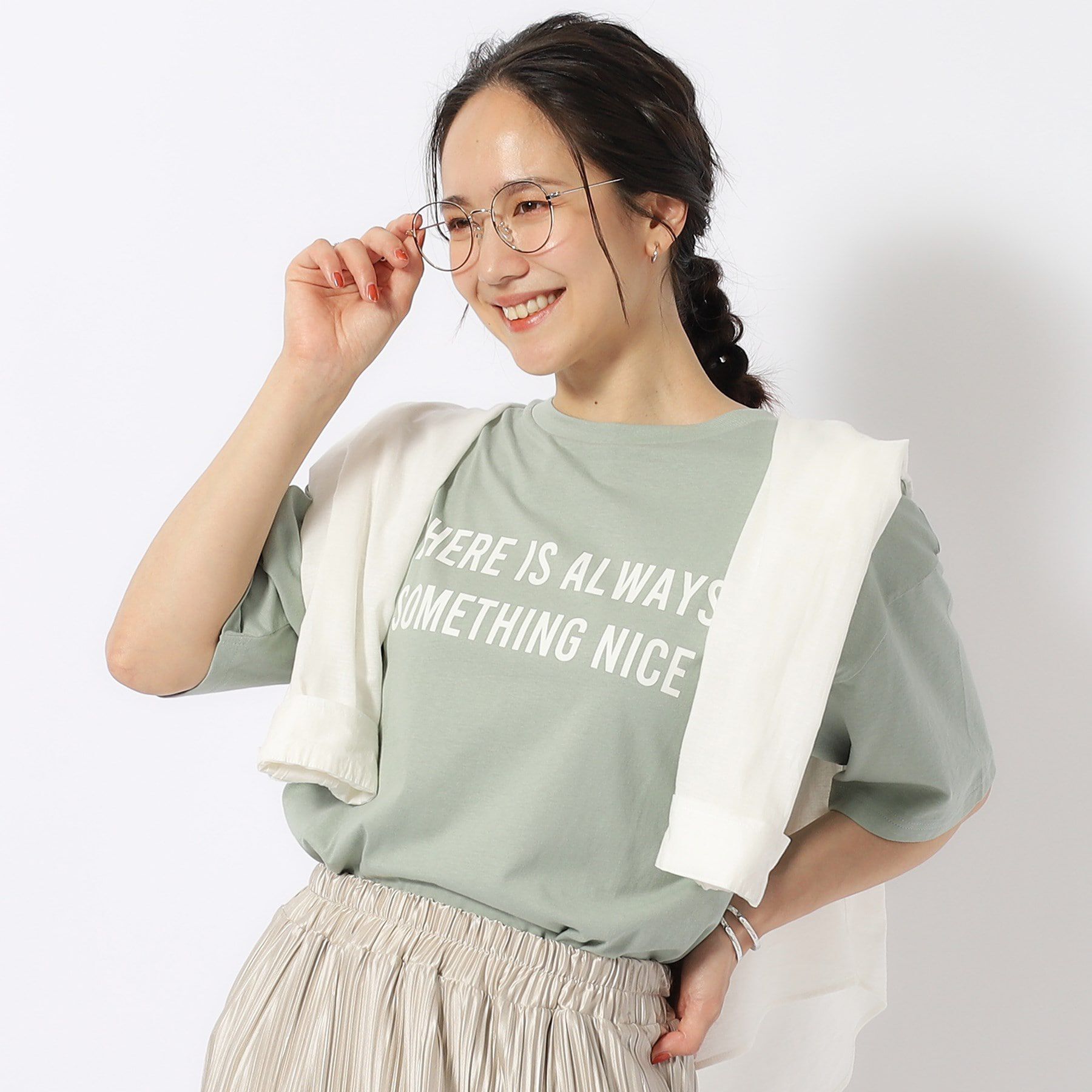 SHOO･LA･RUE「【洗える/プチプラ/綿100％】グラフィック半袖ゆるTシャツ」|Tシャツ・カットソー|ミントグリーン(82