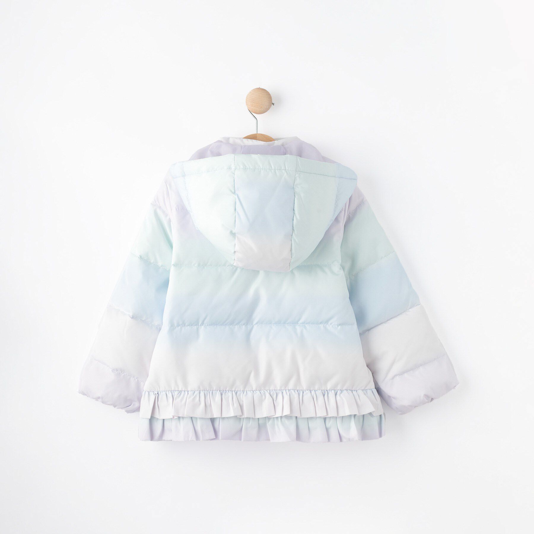 SHOO･LA･RUE「【110-140cm/撥水】フード2WAY総柄フリルブルゾン」|ブルゾン・スタジャン|